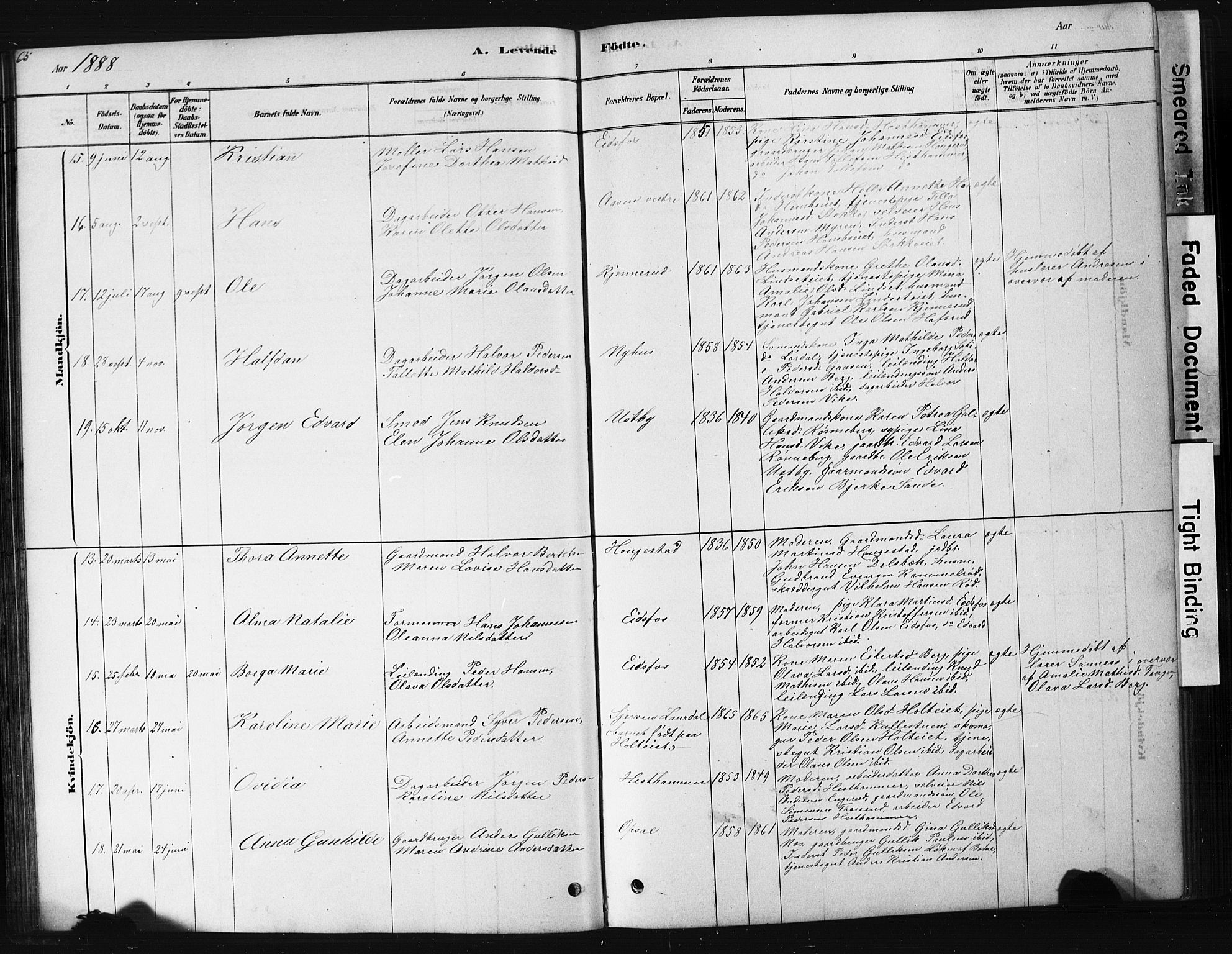 Hof kirkebøker, AV/SAKO-A-64/G/Ga/L0004: Parish register (copy) no. I 4, 1878-1930, p. 63