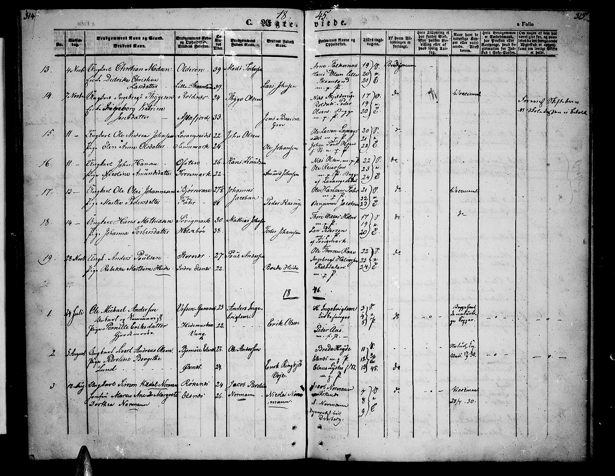 Trondenes sokneprestkontor, SATØ/S-1319/H/Hb/L0006klokker: Parish register (copy) no. 6, 1845-1855, p. 314-315