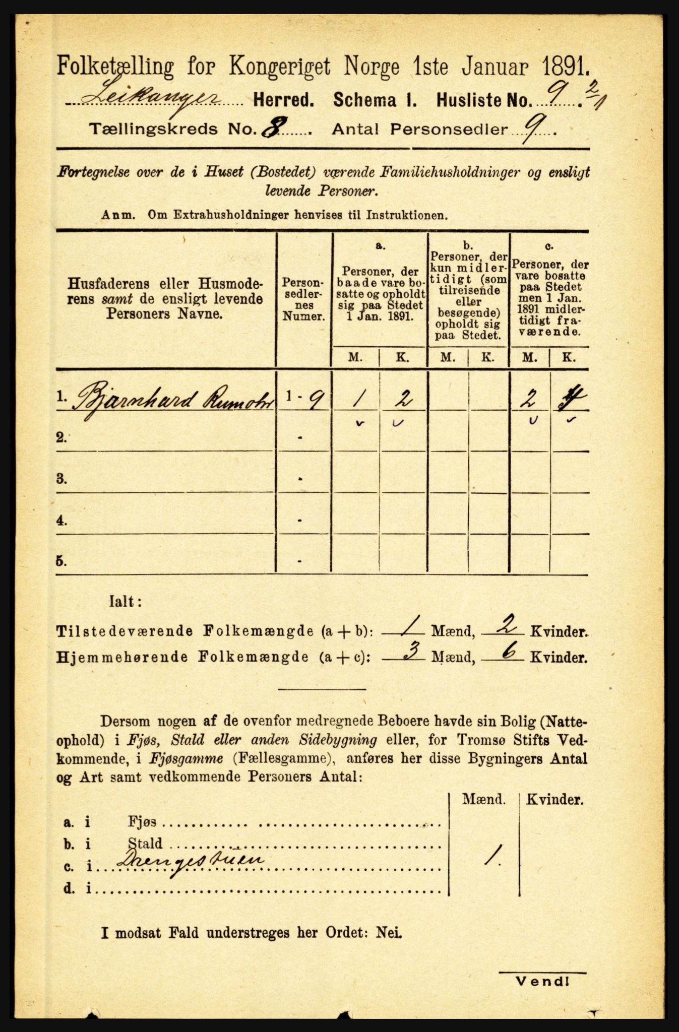 RA, 1891 census for 1419 Leikanger, 1891, p. 1568