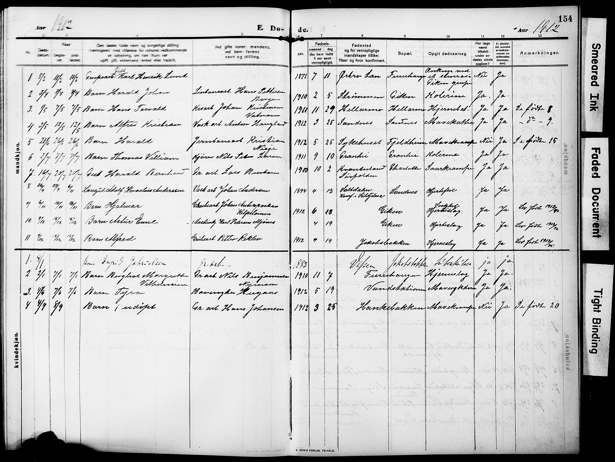 Ministerialprotokoller, klokkerbøker og fødselsregistre - Nordland, AV/SAT-A-1459/850/L0710: Parish register (official) no. 850A02, 1910-1920, p. 154