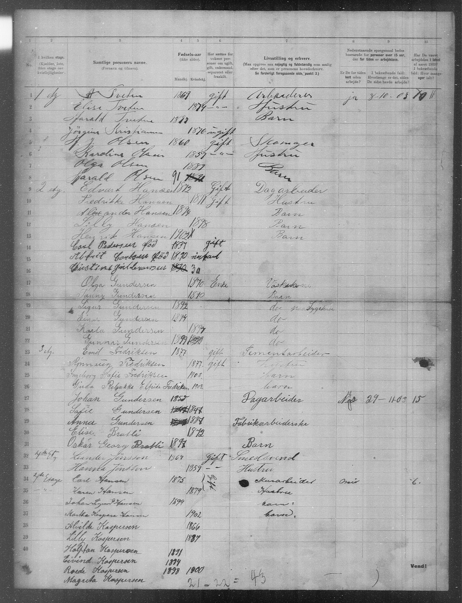 OBA, Municipal Census 1903 for Kristiania, 1903, p. 518