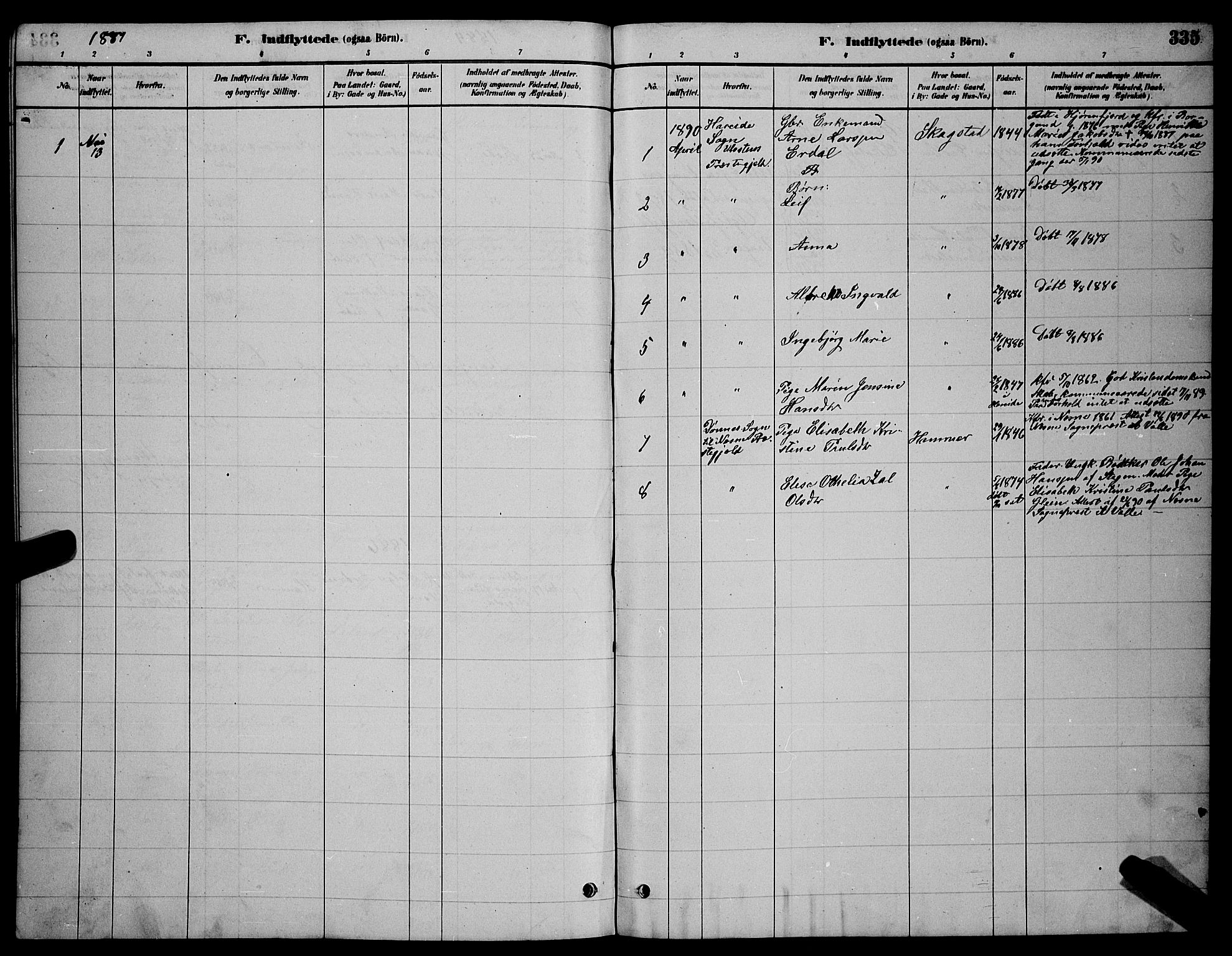 Ministerialprotokoller, klokkerbøker og fødselsregistre - Nordland, AV/SAT-A-1459/855/L0816: Parish register (copy) no. 855C05, 1879-1894, p. 335