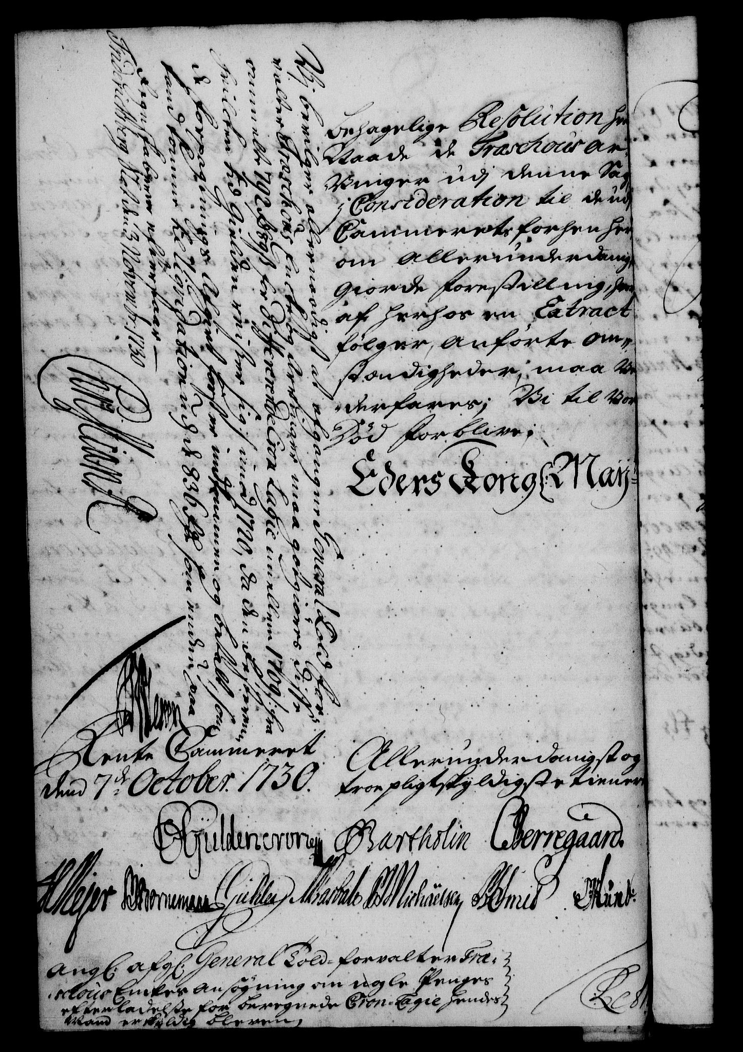 Rentekammeret, Kammerkanselliet, RA/EA-3111/G/Gf/Gfa/L0013: Norsk relasjons- og resolusjonsprotokoll (merket RK 52.13), 1730, p. 585
