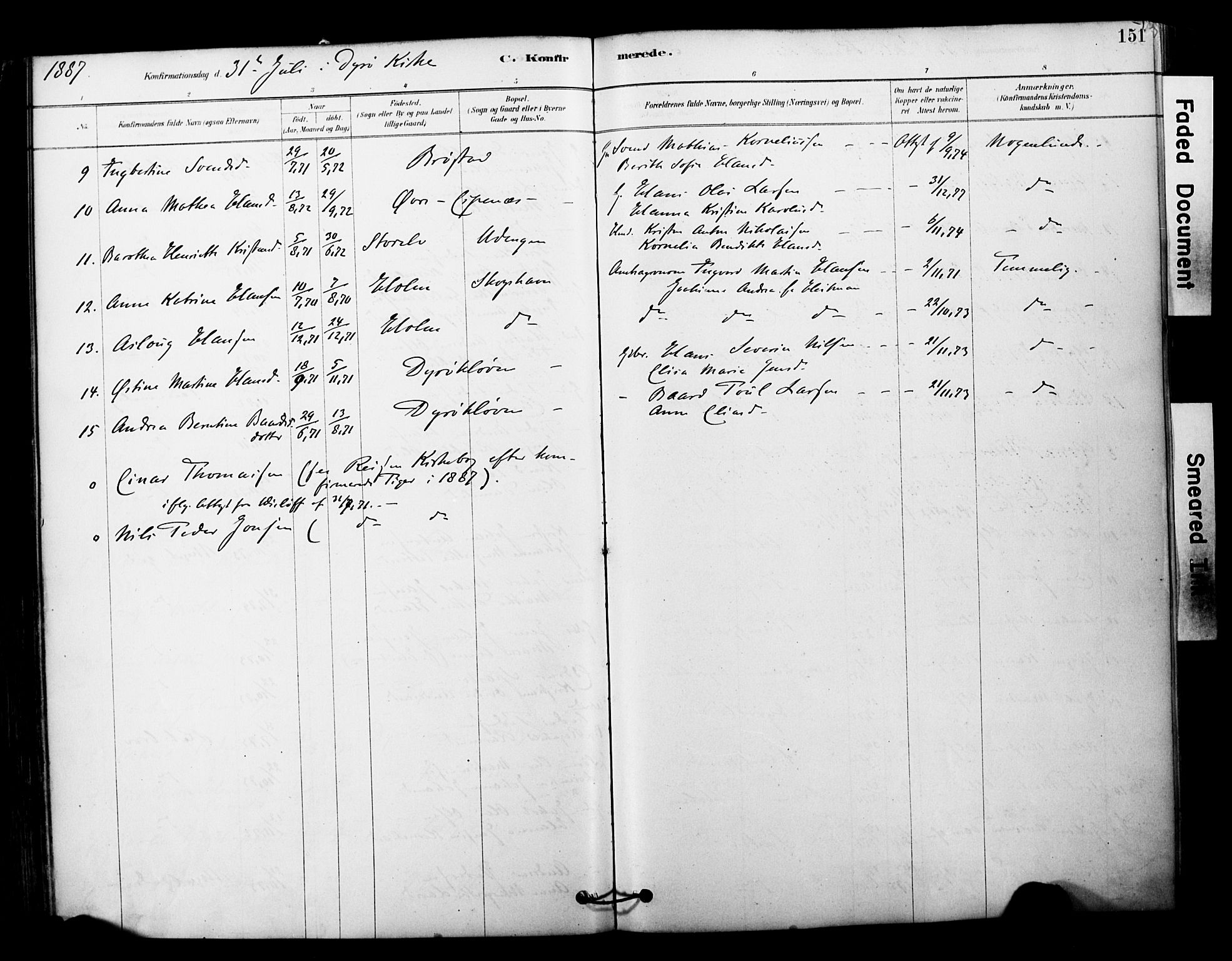 Tranøy sokneprestkontor, AV/SATØ-S-1313/I/Ia/Iaa/L0011kirke: Parish register (official) no. 11, 1878-1904, p. 151