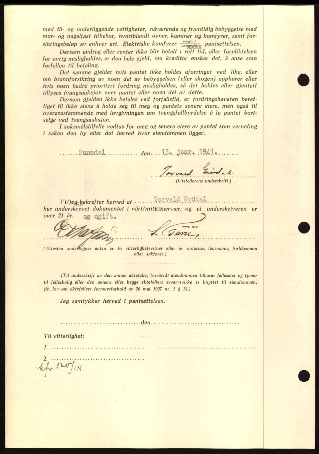 Nordmøre sorenskriveri, AV/SAT-A-4132/1/2/2Ca: Mortgage book no. B87, 1940-1941, Diary no: : 123/1941