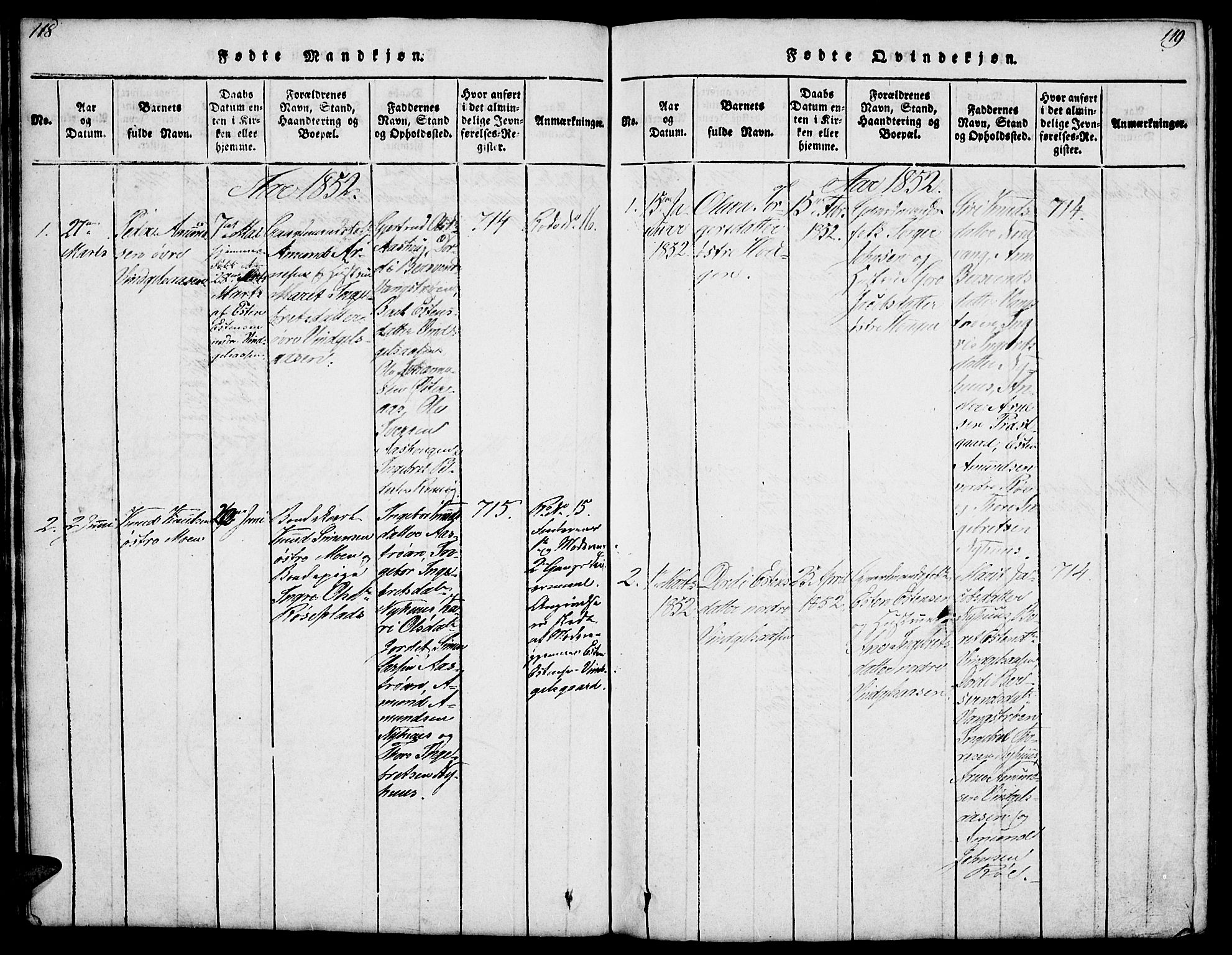 Tolga prestekontor, SAH/PREST-062/L/L0003: Parish register (copy) no. 3, 1815-1862, p. 118-119