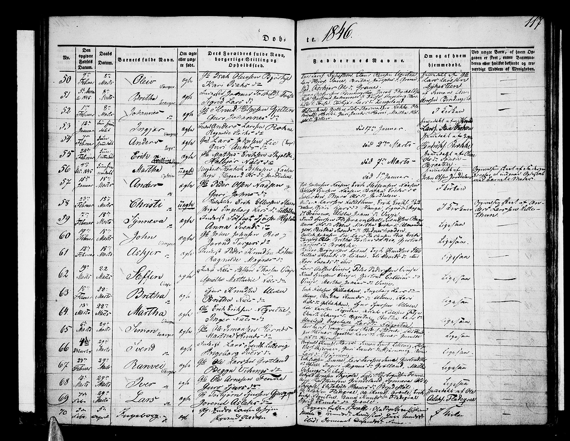 Voss sokneprestembete, AV/SAB-A-79001/H/Haa: Parish register (official) no. A 13, 1836-1851, p. 117