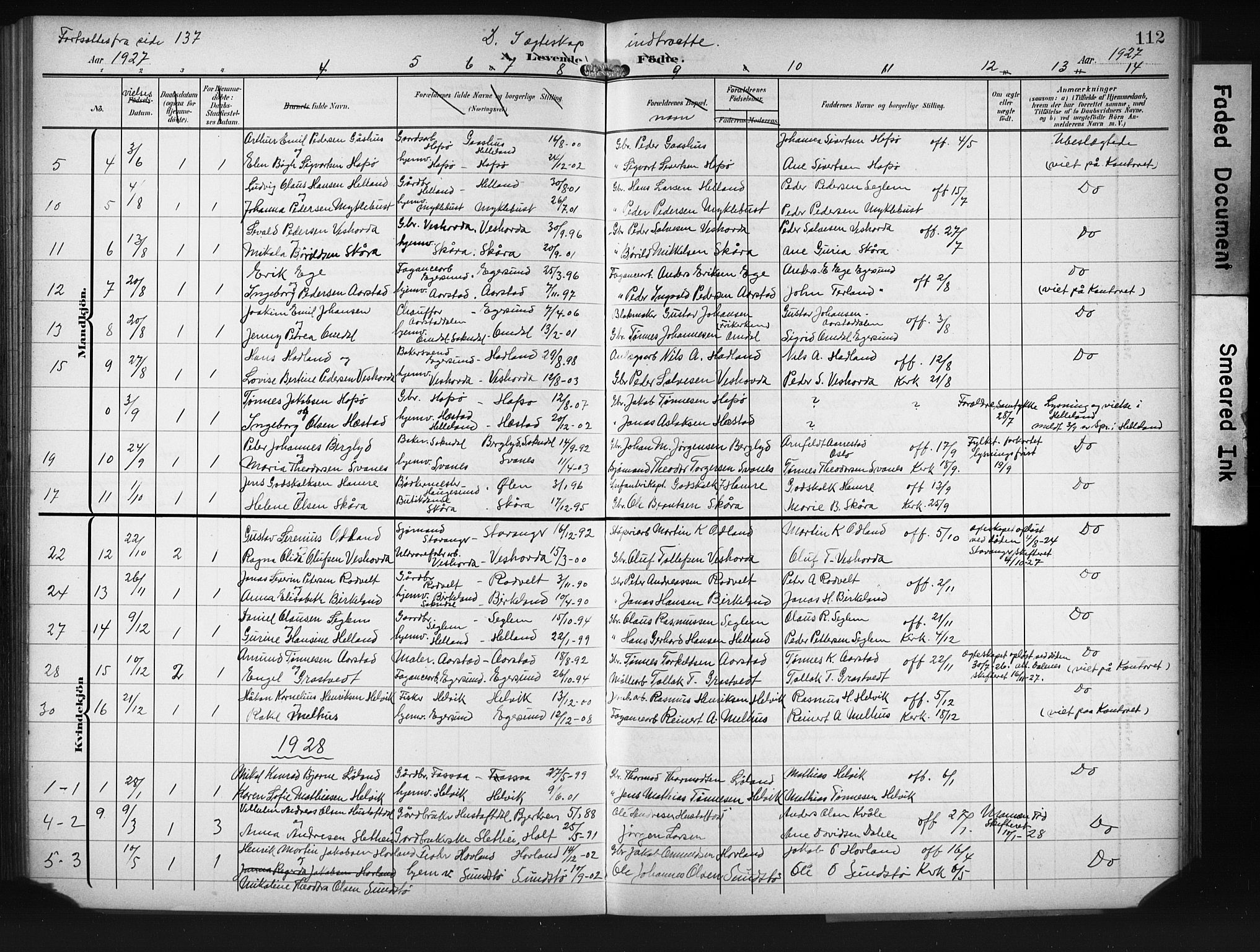 Eigersund sokneprestkontor, AV/SAST-A-101807/001/30/30BB/L0011: Parish register (copy) no. B 11, 1908-1930, p. 112