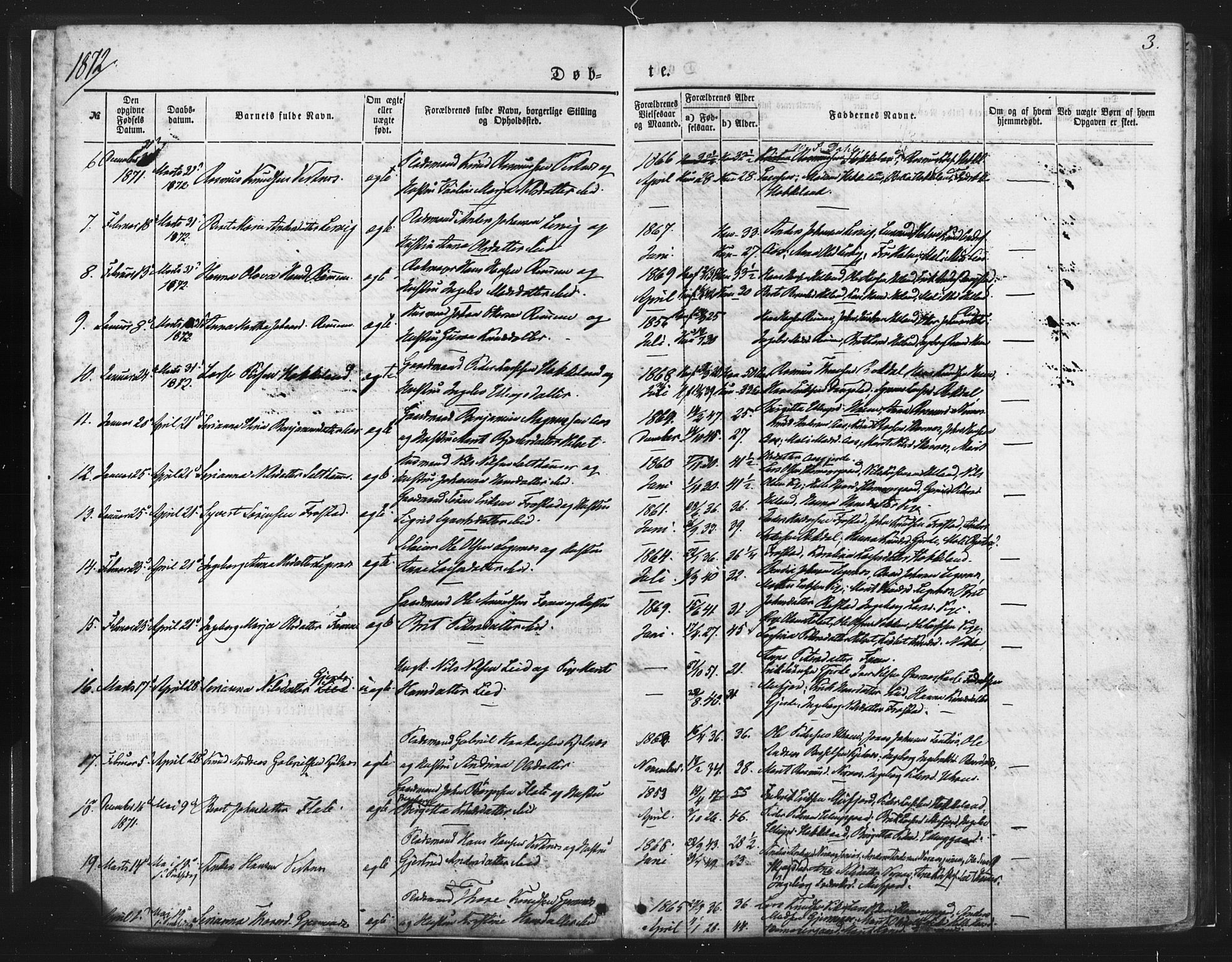 Ministerialprotokoller, klokkerbøker og fødselsregistre - Møre og Romsdal, SAT/A-1454/539/L0530: Parish register (official) no. 539A03, 1872-1886, p. 3