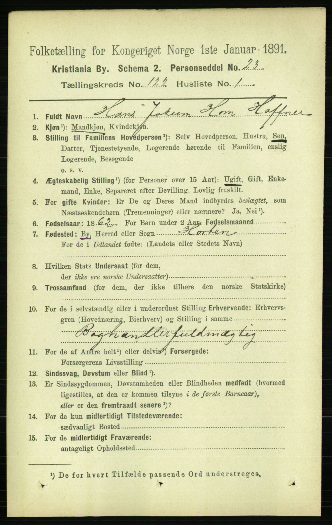 RA, 1891 census for 0301 Kristiania, 1891, p. 64640