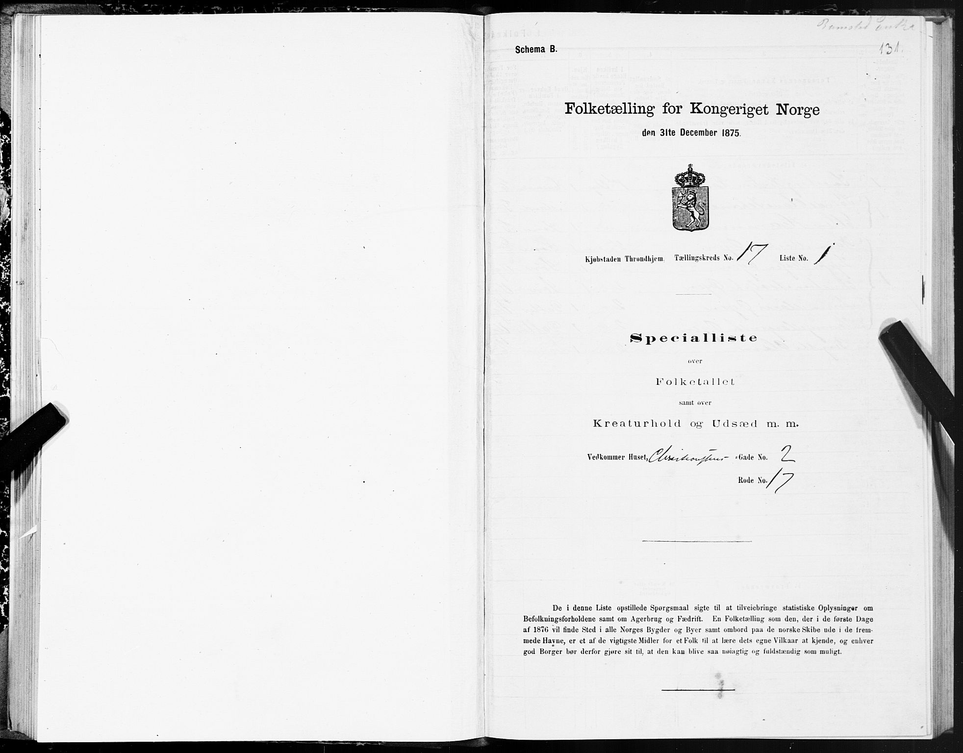 SAT, 1875 census for 1601 Trondheim, 1875, p. 9131