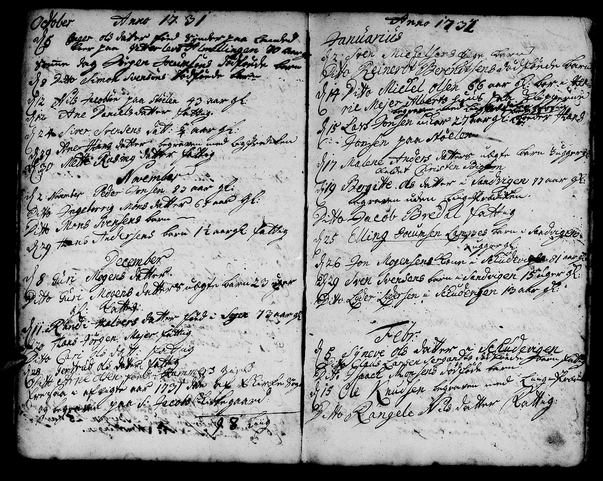 Korskirken sokneprestembete, SAB/A-76101/H/Haa/L0011: Parish register (official) no. A 11, 1731-1785, p. 4