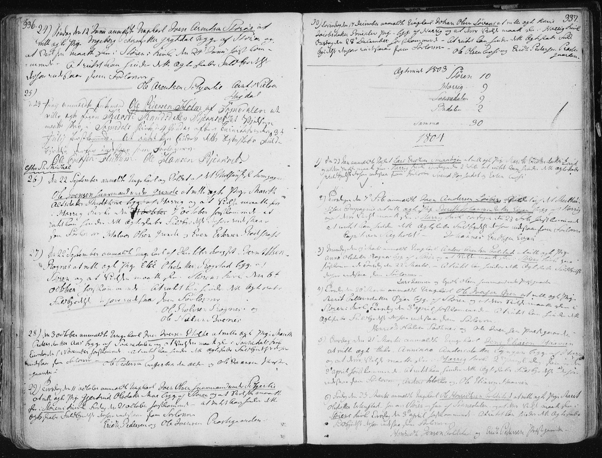 Ministerialprotokoller, klokkerbøker og fødselsregistre - Sør-Trøndelag, SAT/A-1456/687/L0992: Parish register (official) no. 687A03 /1, 1788-1815, p. 336-337