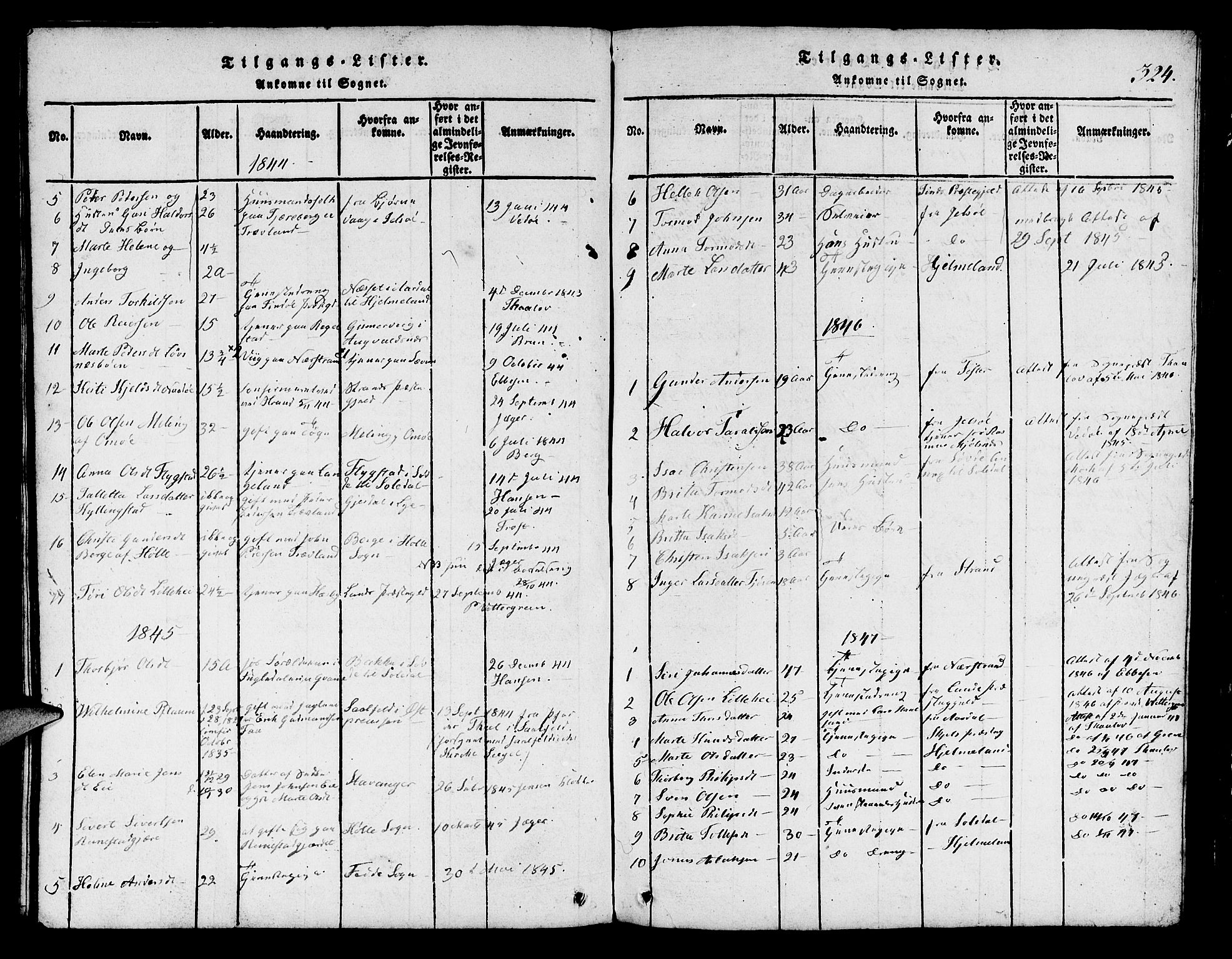 Finnøy sokneprestkontor, SAST/A-101825/H/Ha/Hab/L0001: Parish register (copy) no. B 1, 1816-1856, p. 324