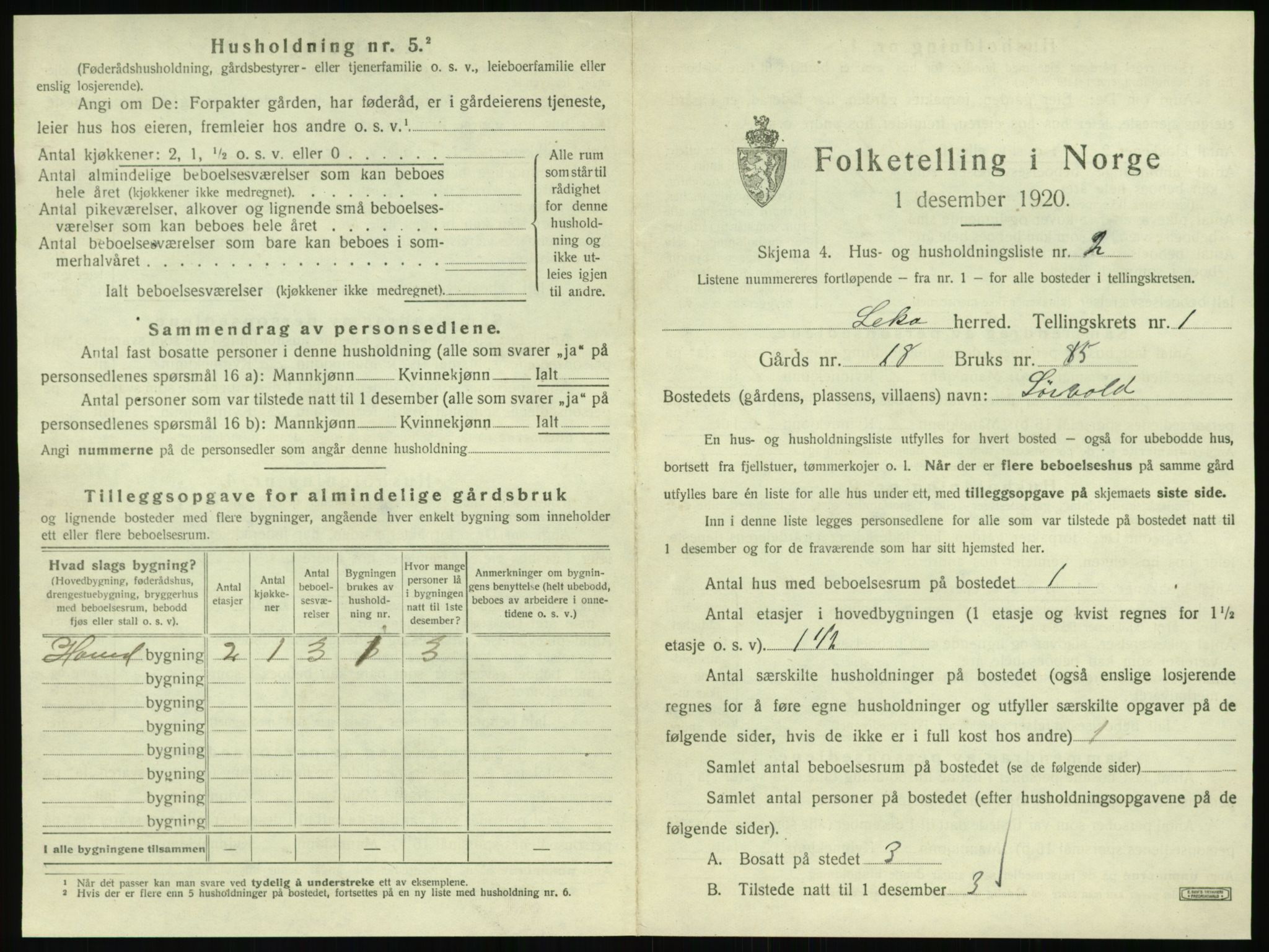 SAT, 1920 census for Leka, 1920, p. 31