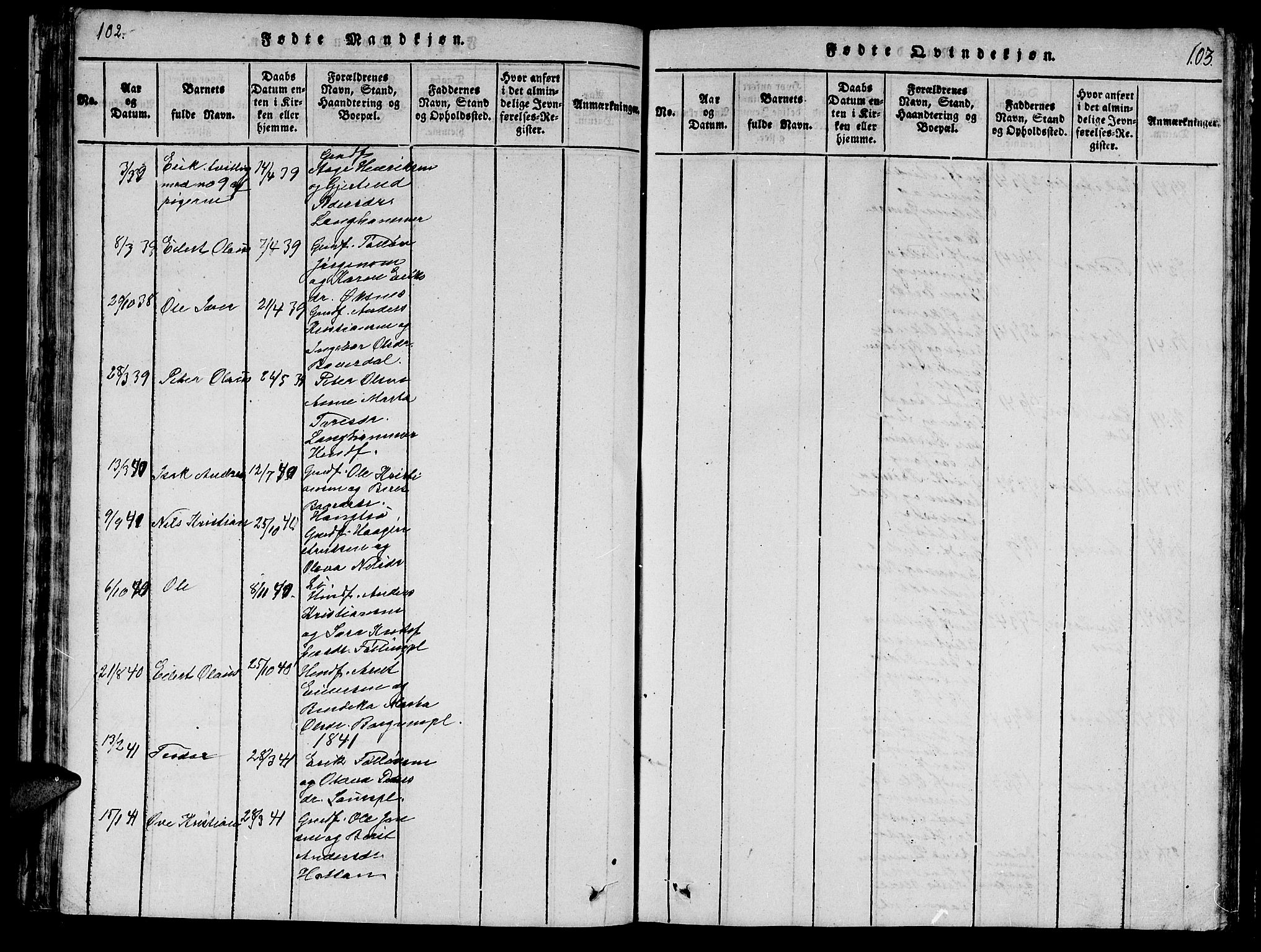 Ministerialprotokoller, klokkerbøker og fødselsregistre - Nord-Trøndelag, SAT/A-1458/747/L0459: Parish register (copy) no. 747C01, 1816-1842, p. 102-103