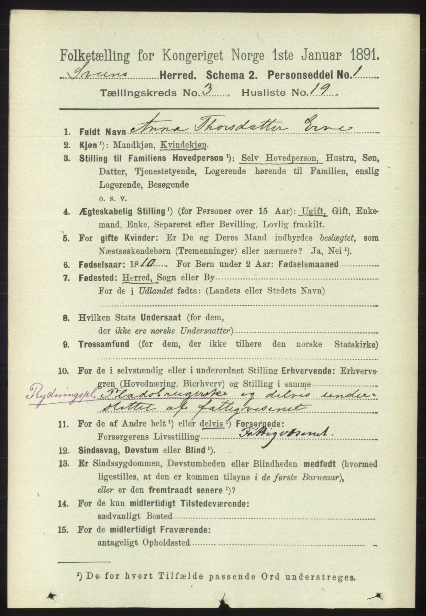 RA, 1891 census for 1216 Sveio, 1891, p. 882