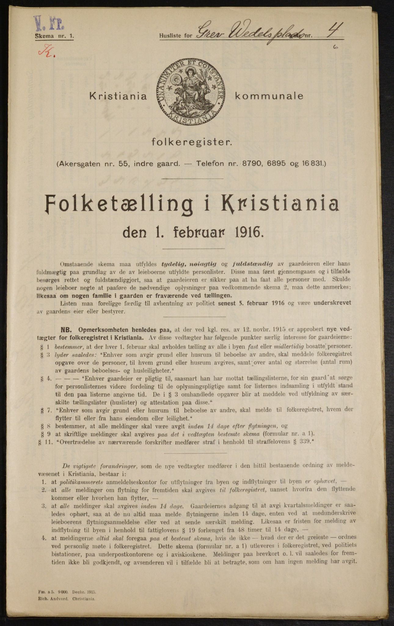 OBA, Municipal Census 1916 for Kristiania, 1916, p. 30454