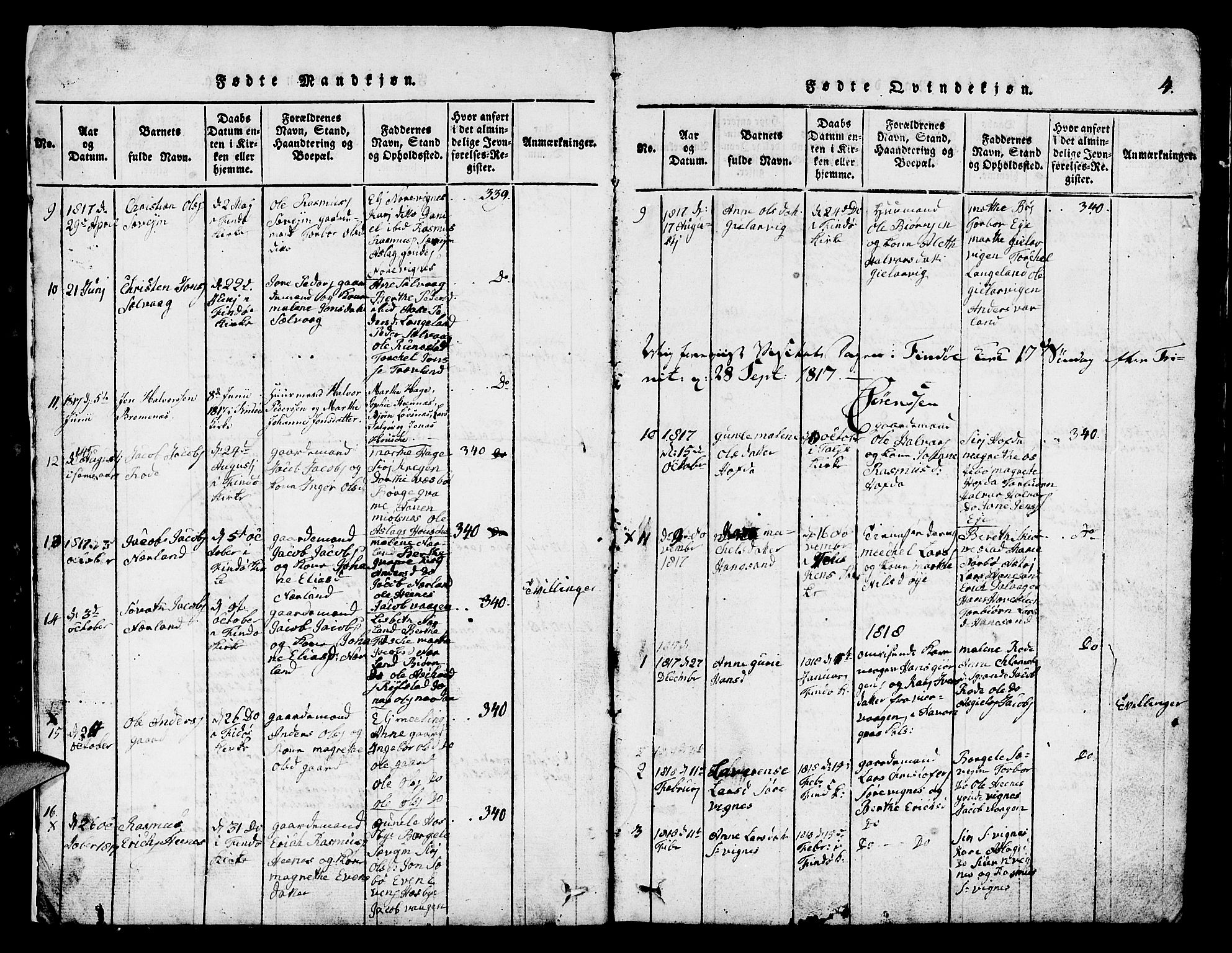 Finnøy sokneprestkontor, SAST/A-101825/H/Ha/Hab/L0001: Parish register (copy) no. B 1, 1816-1856, p. 4
