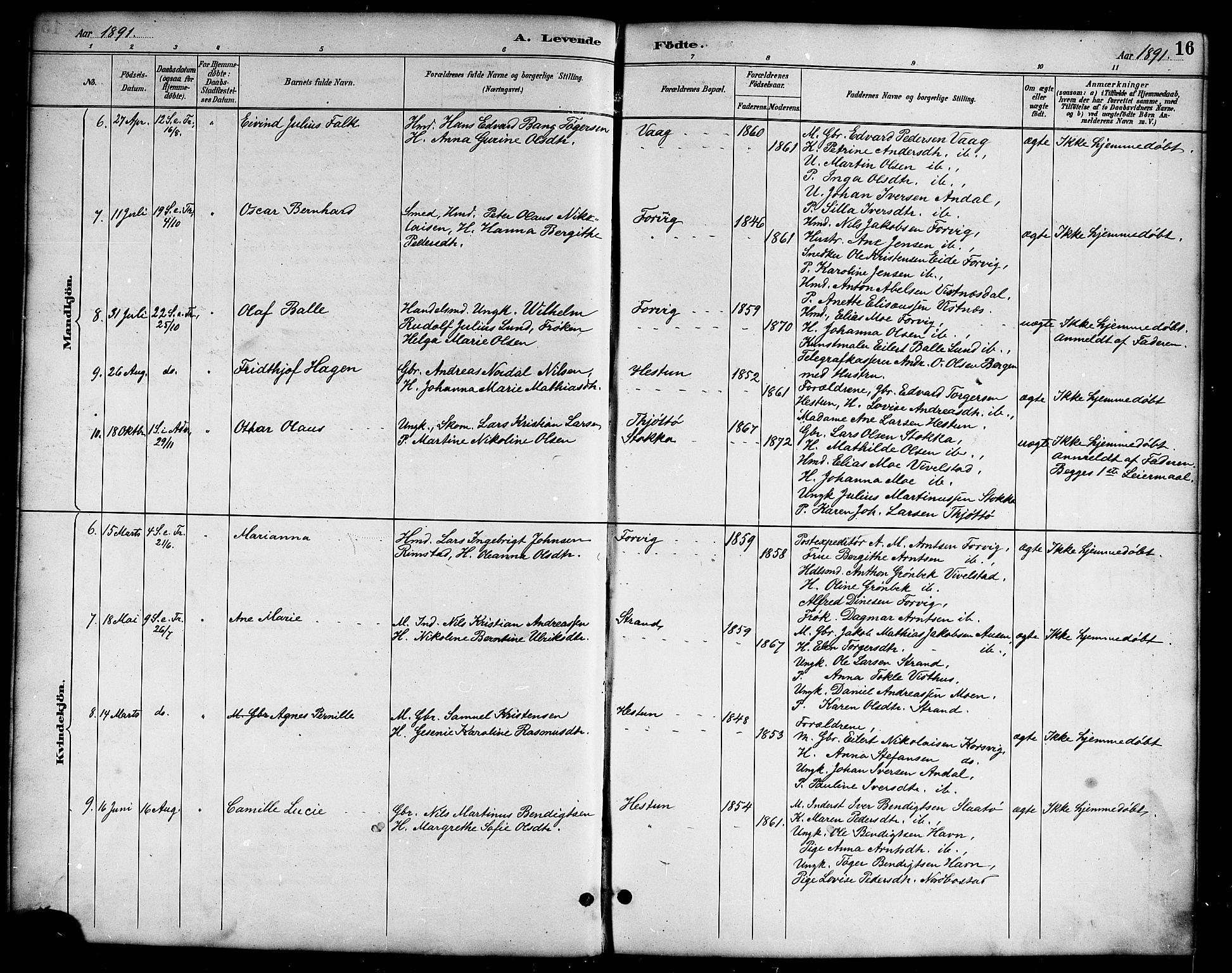 Ministerialprotokoller, klokkerbøker og fødselsregistre - Nordland, AV/SAT-A-1459/819/L0277: Parish register (copy) no. 819C03, 1888-1917, p. 16