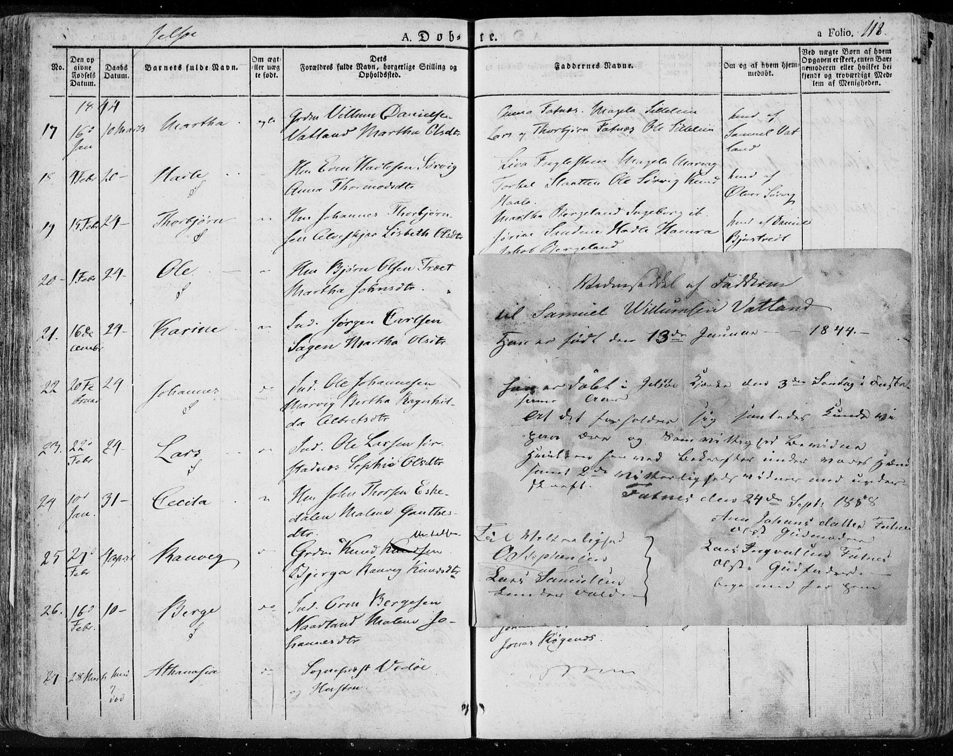 Jelsa sokneprestkontor, AV/SAST-A-101842/01/IV: Parish register (official) no. A 6.1, 1828-1853, p. 118