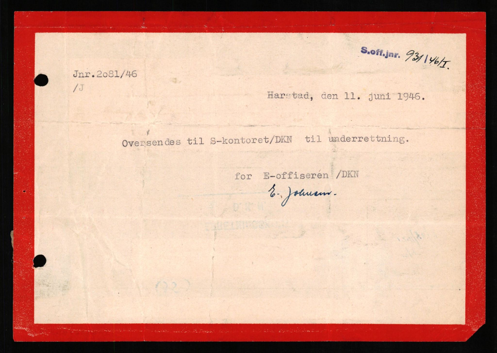 Forsvaret, Forsvarets overkommando II, AV/RA-RAFA-3915/D/Db/L0019: CI Questionaires. Tyske okkupasjonsstyrker i Norge. Tyskere., 1945-1946, p. 36