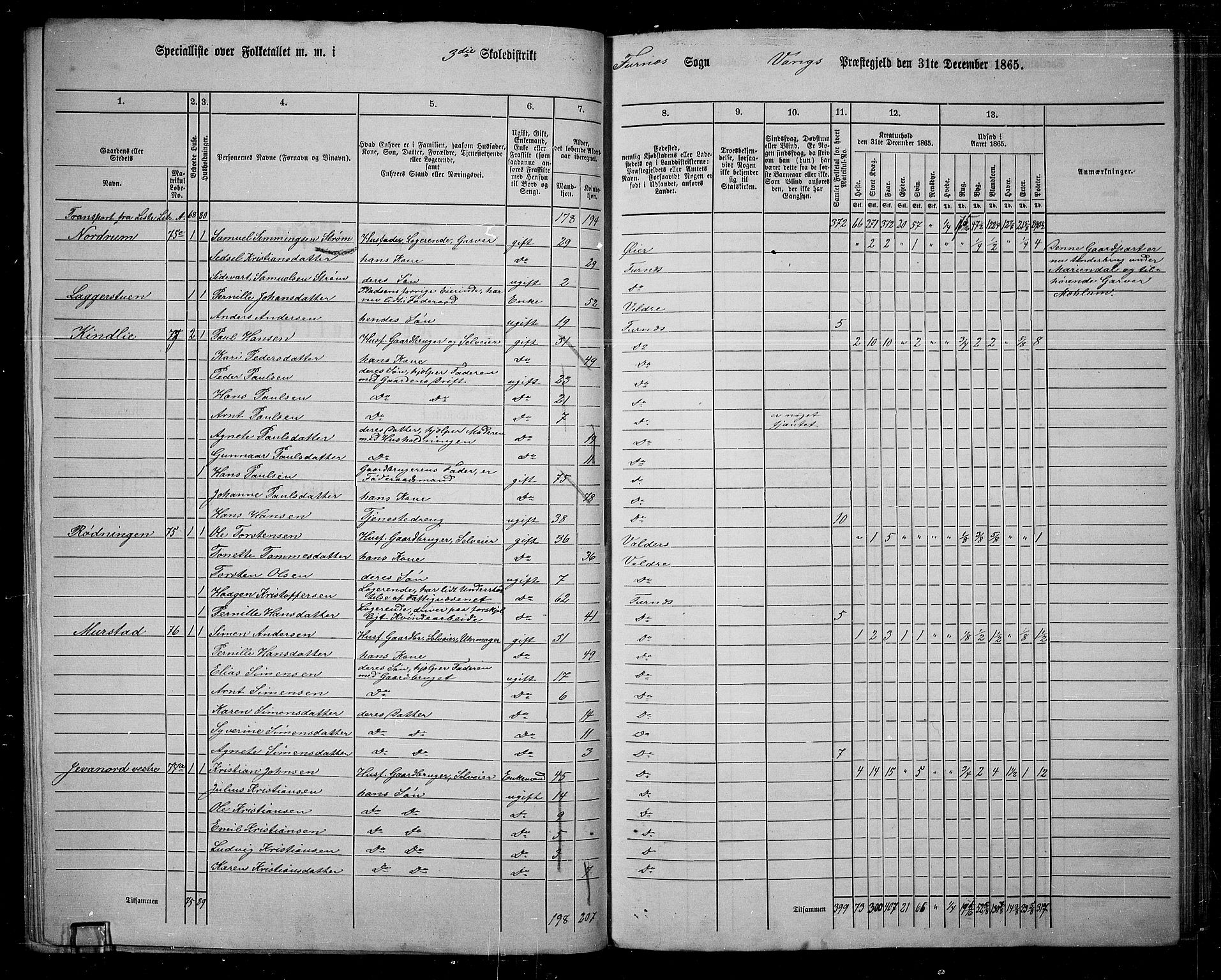 RA, 1865 census for Vang/Vang og Furnes, 1865, p. 82