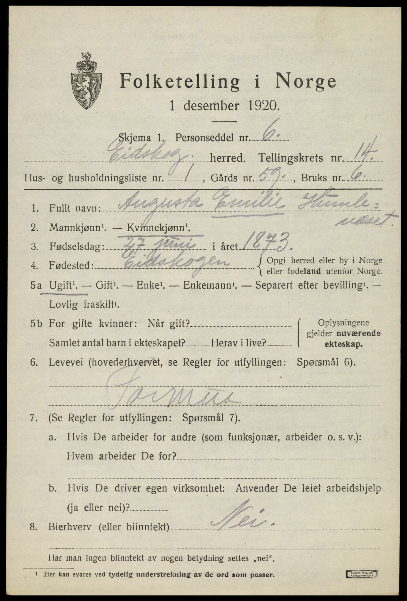 SAH, 1920 census for Eidskog, 1920, p. 13337