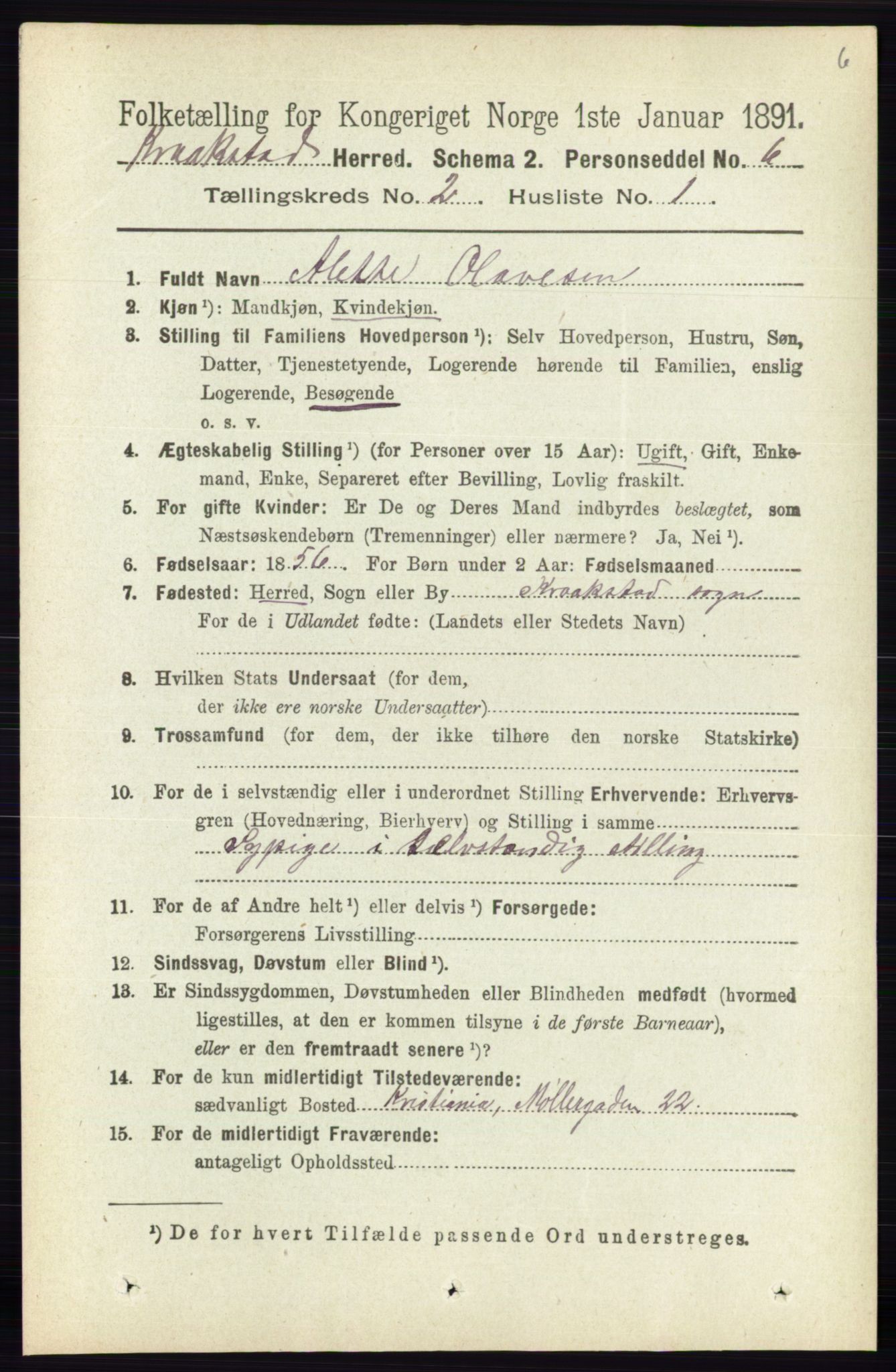 RA, 1891 census for 0212 Kråkstad, 1891, p. 749