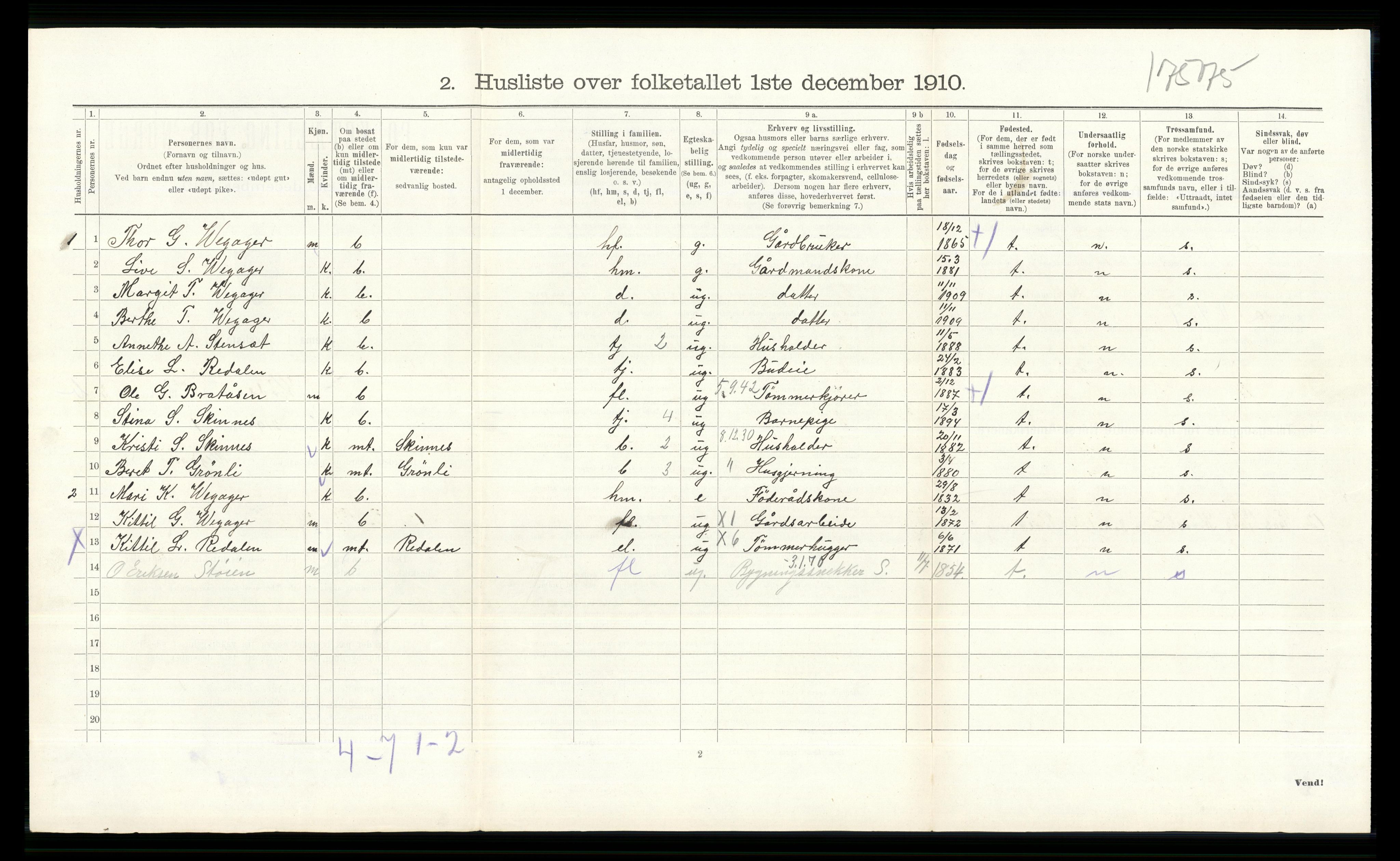 RA, 1910 census for Krødsherad, 1910, p. 534