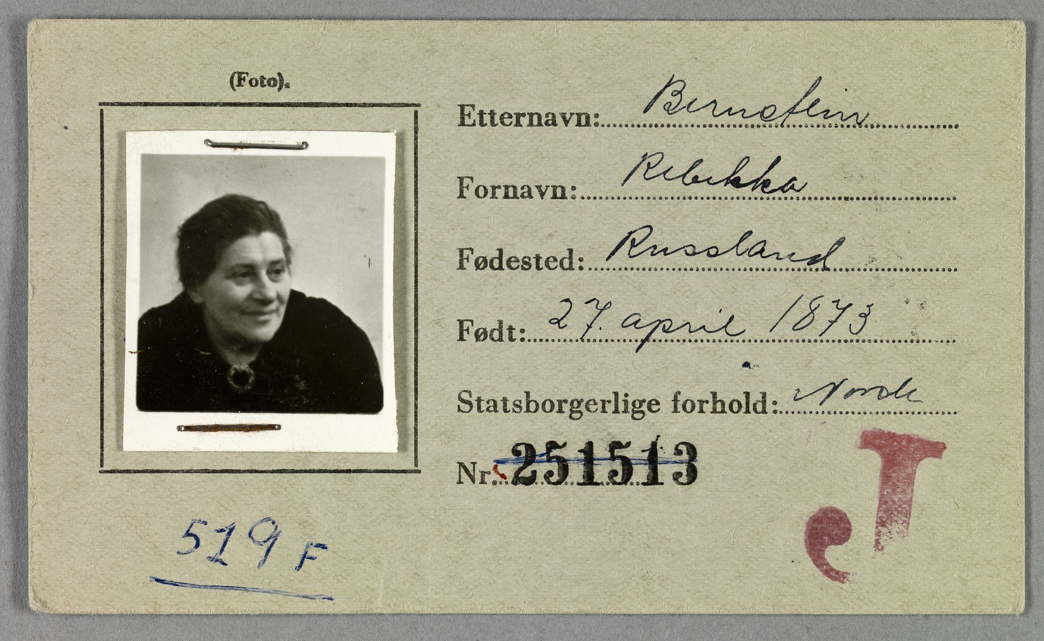 Sosialdepartementet, Våre Falne, RA/S-1708/E/Ee/L0021A: Fotografier av jøder på legitimasjonskort (1941-42), 1941-1942, p. 43
