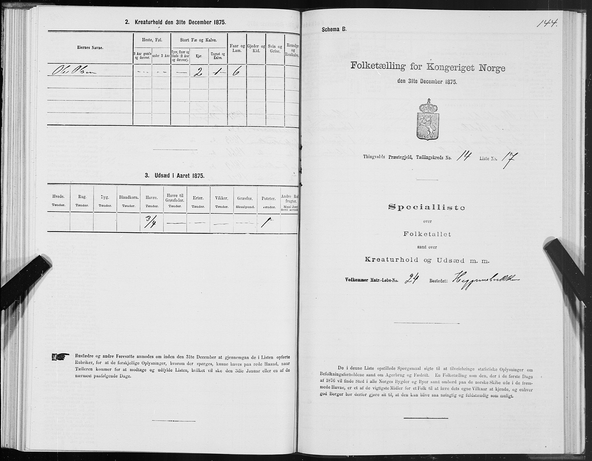 SAT, 1875 census for 1560P Tingvoll, 1875, p. 5144