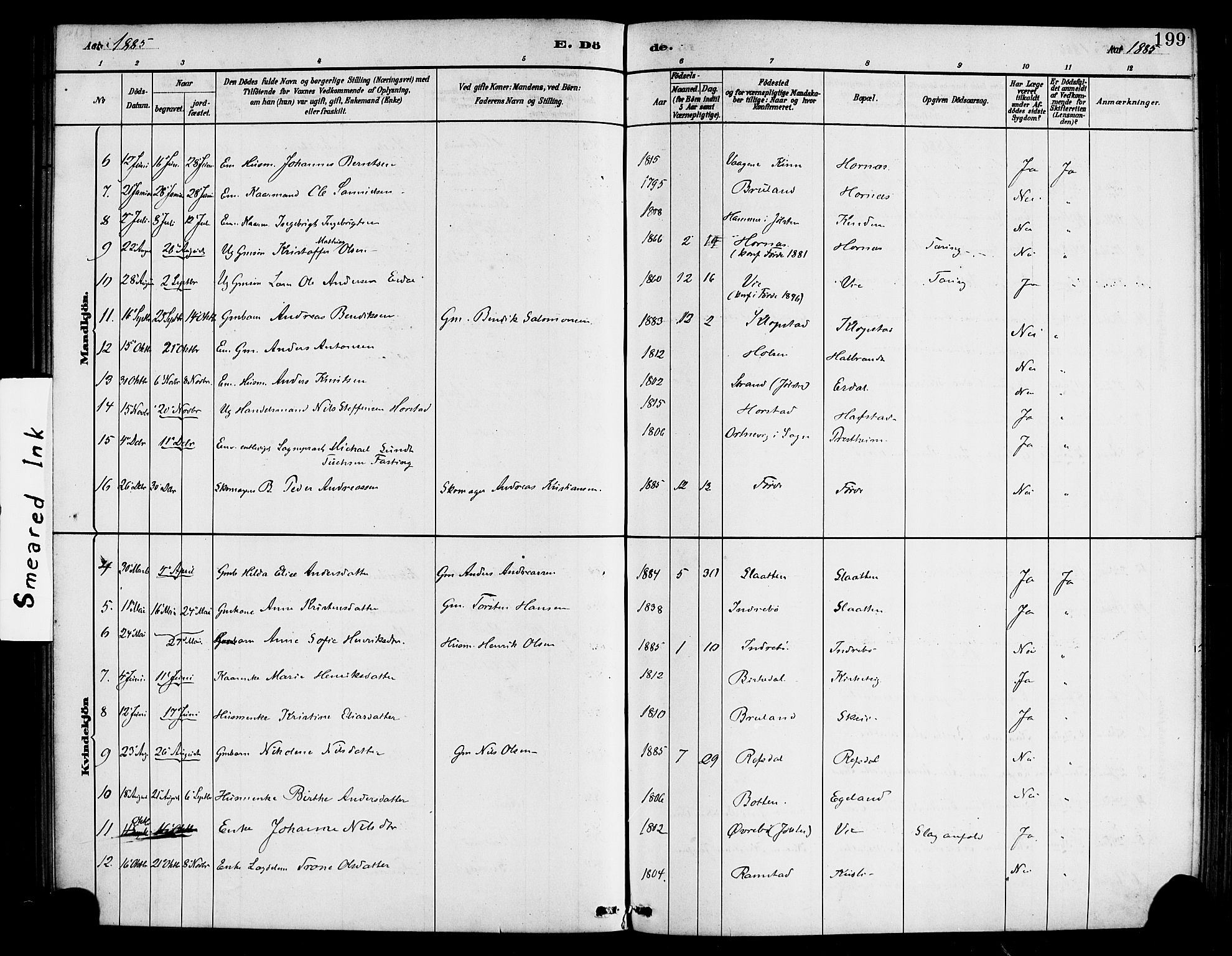 Førde sokneprestembete, AV/SAB-A-79901/H/Haa/Haab/L0001: Parish register (official) no. B 1, 1880-1898, p. 199