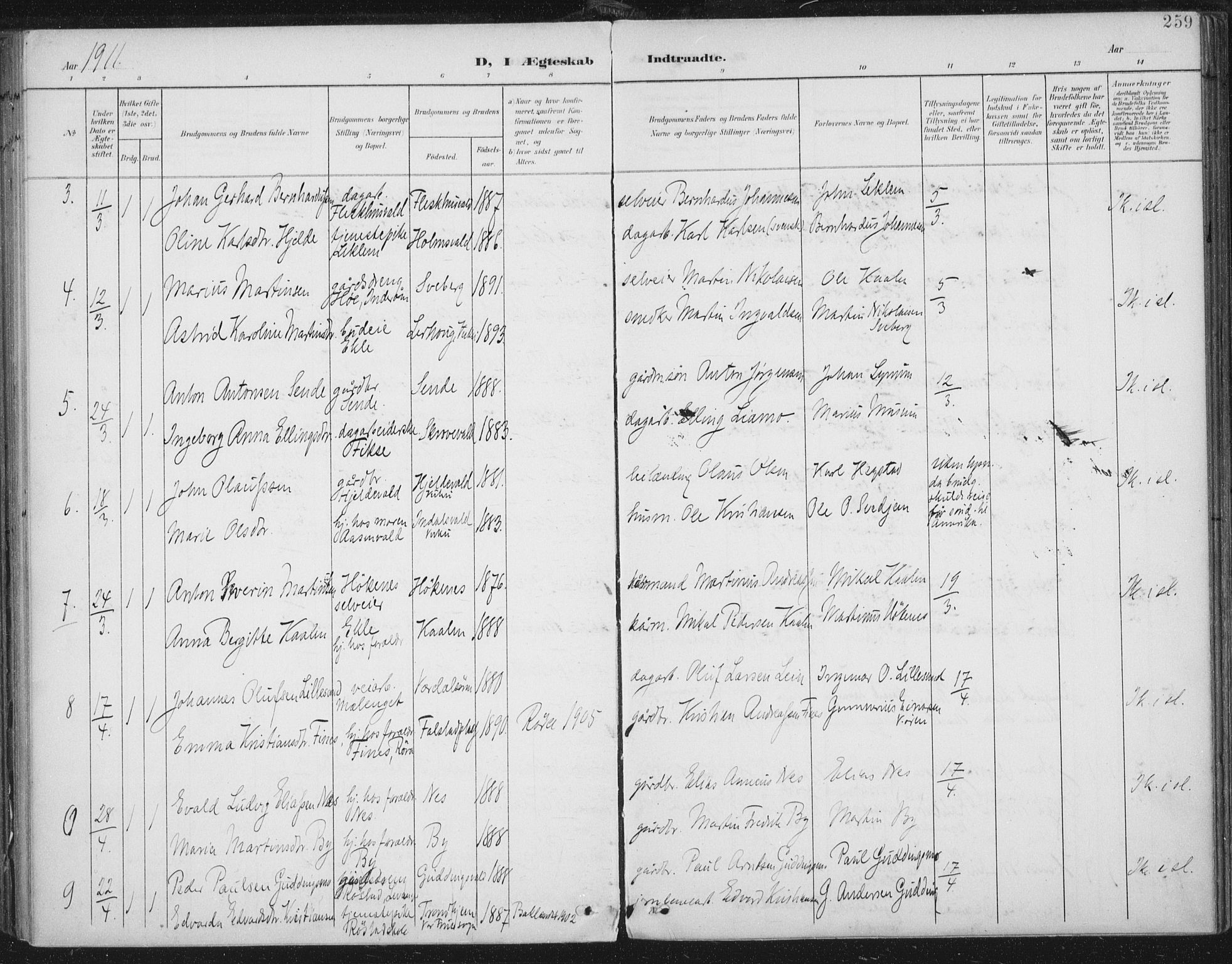 Ministerialprotokoller, klokkerbøker og fødselsregistre - Nord-Trøndelag, SAT/A-1458/723/L0246: Parish register (official) no. 723A15, 1900-1917, p. 259