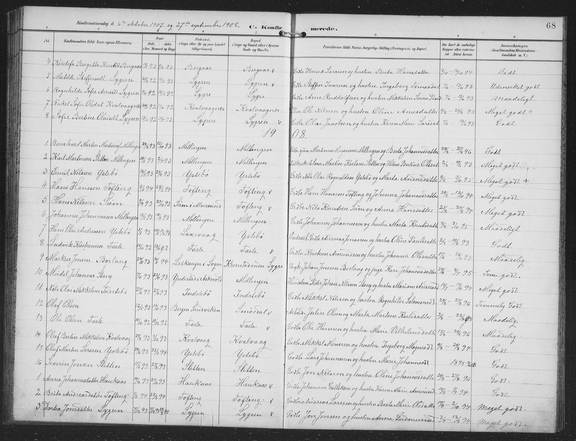 Alversund Sokneprestembete, SAB/A-73901/H/Ha/Hab: Parish register (copy) no. B 4, 1897-1914, p. 68