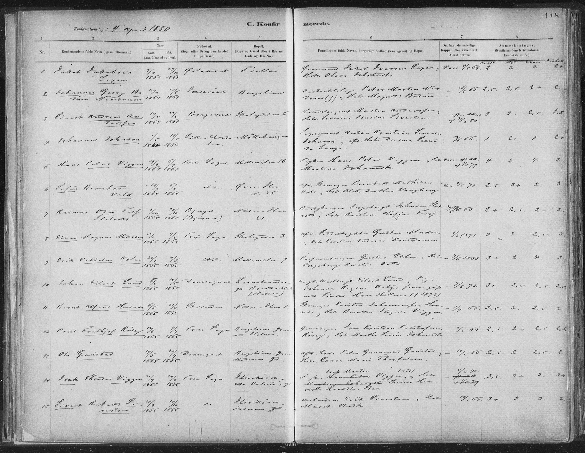 Ministerialprotokoller, klokkerbøker og fødselsregistre - Sør-Trøndelag, SAT/A-1456/603/L0162: Parish register (official) no. 603A01, 1879-1895, p. 118