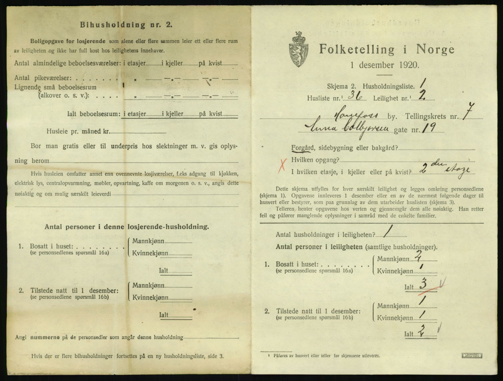 SAKO, 1920 census for Hønefoss, 1920, p. 2268