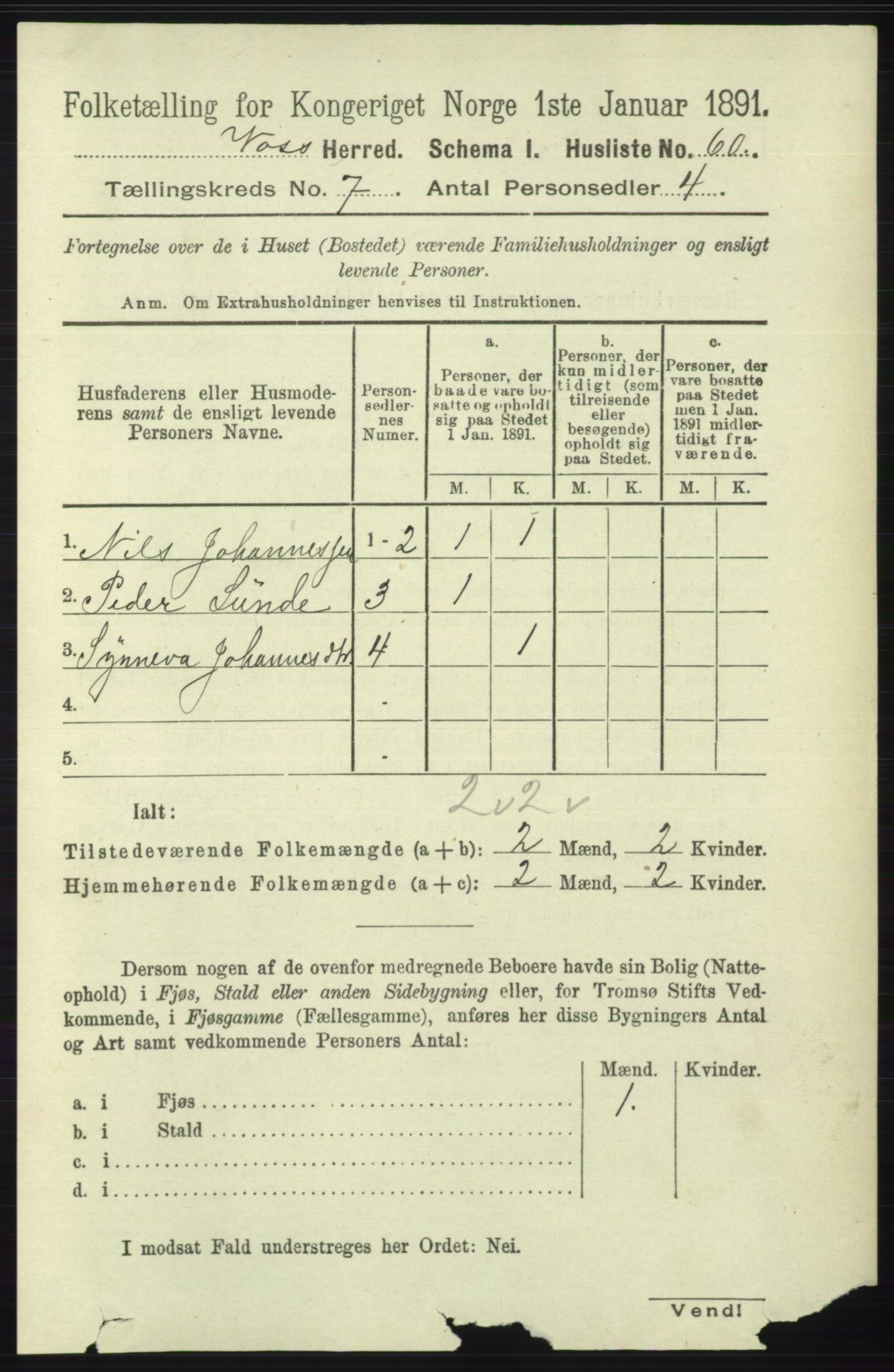 RA, 1891 census for 1235 Voss, 1891, p. 3790