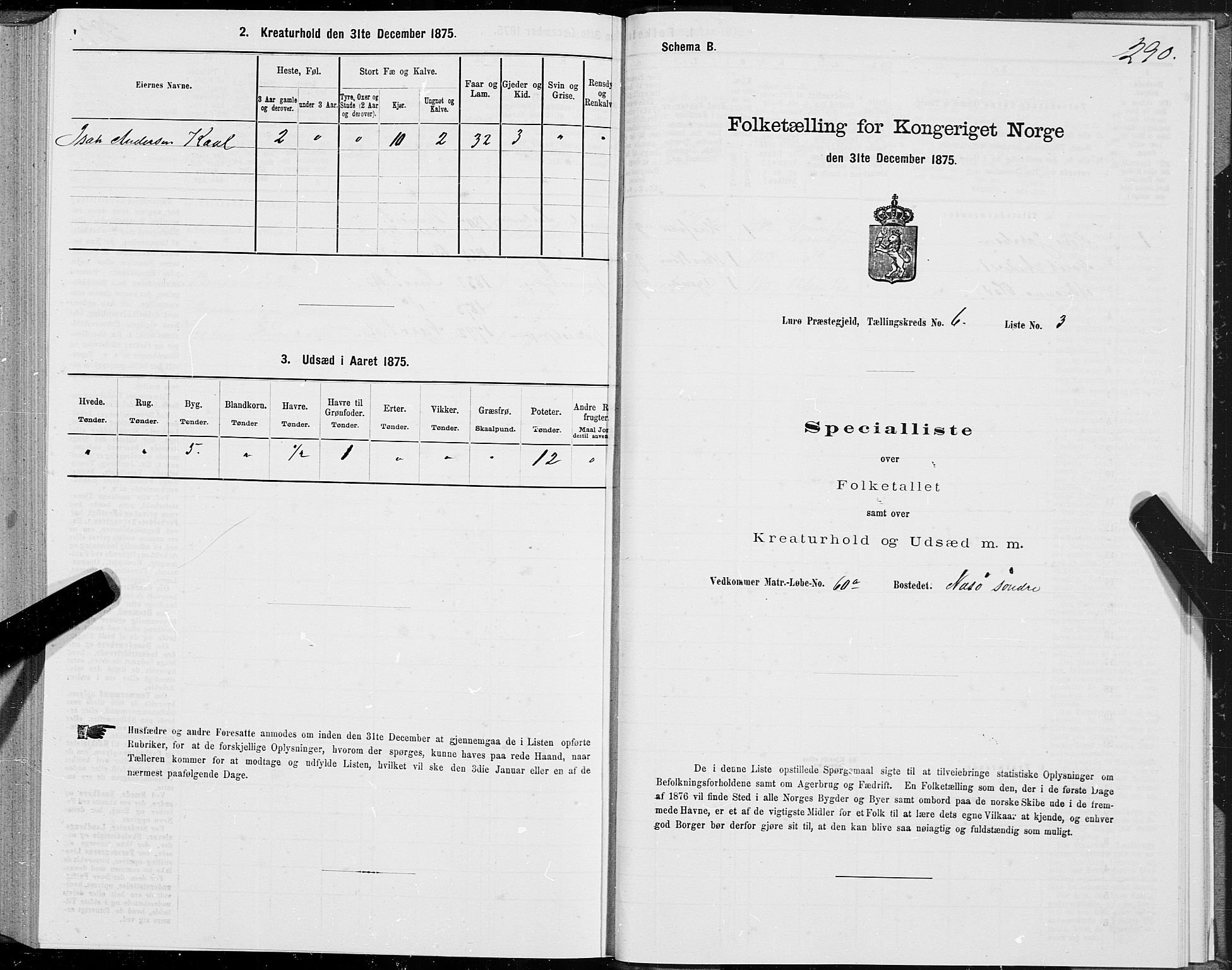 SAT, 1875 census for 1834P Lurøy, 1875, p. 3291