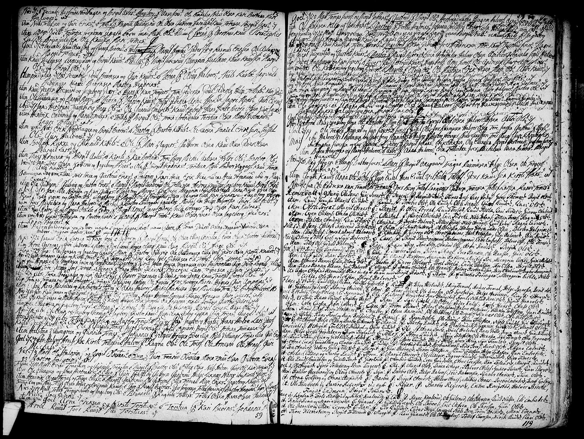 Nes kirkebøker, SAKO/A-236/F/Fa/L0002: Parish register (official) no. 2, 1707-1759, p. 190