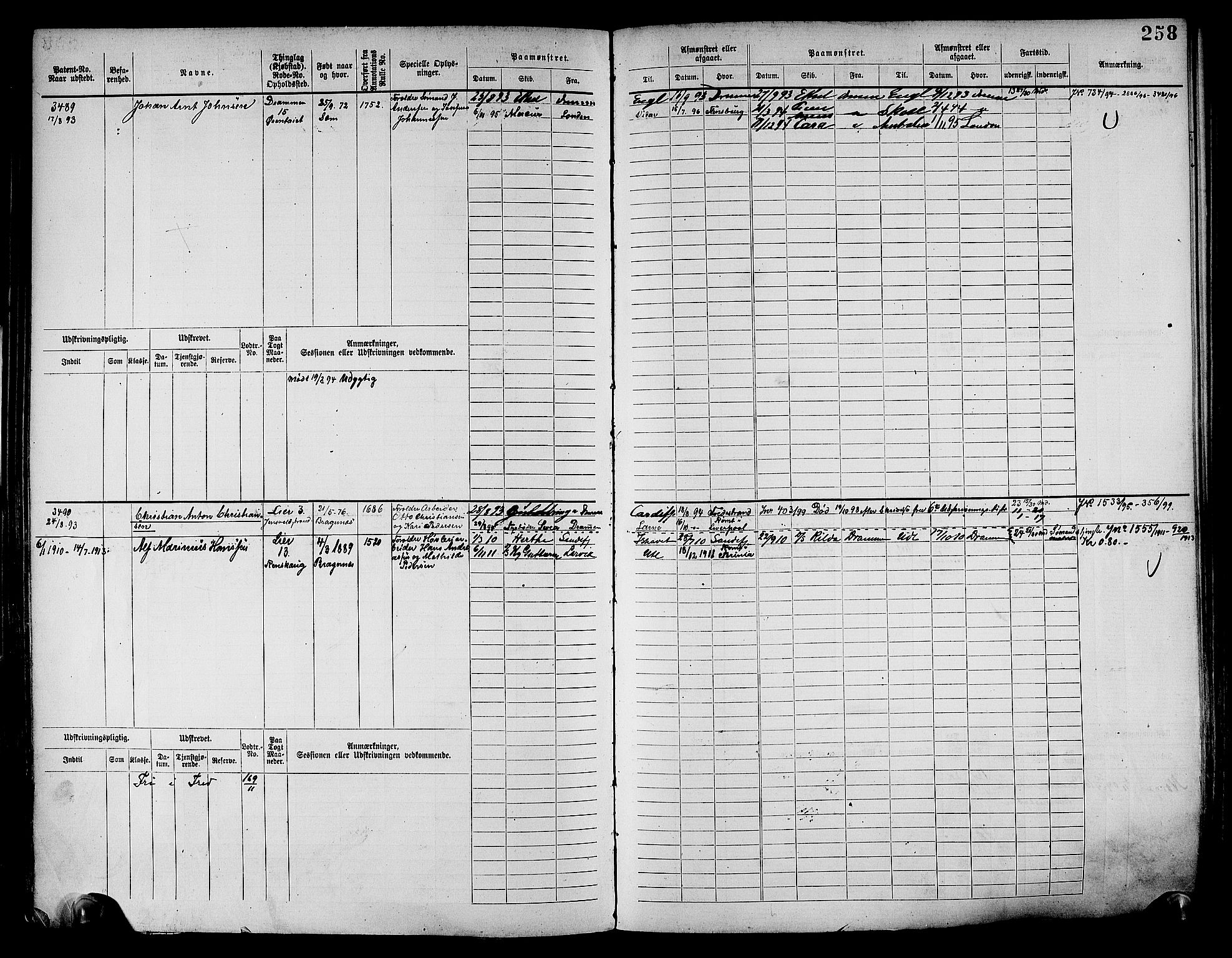 Drammen innrulleringsdistrikt, AV/SAKO-A-781/F/Fc/L0004: Hovedrulle, 1885, p. 264