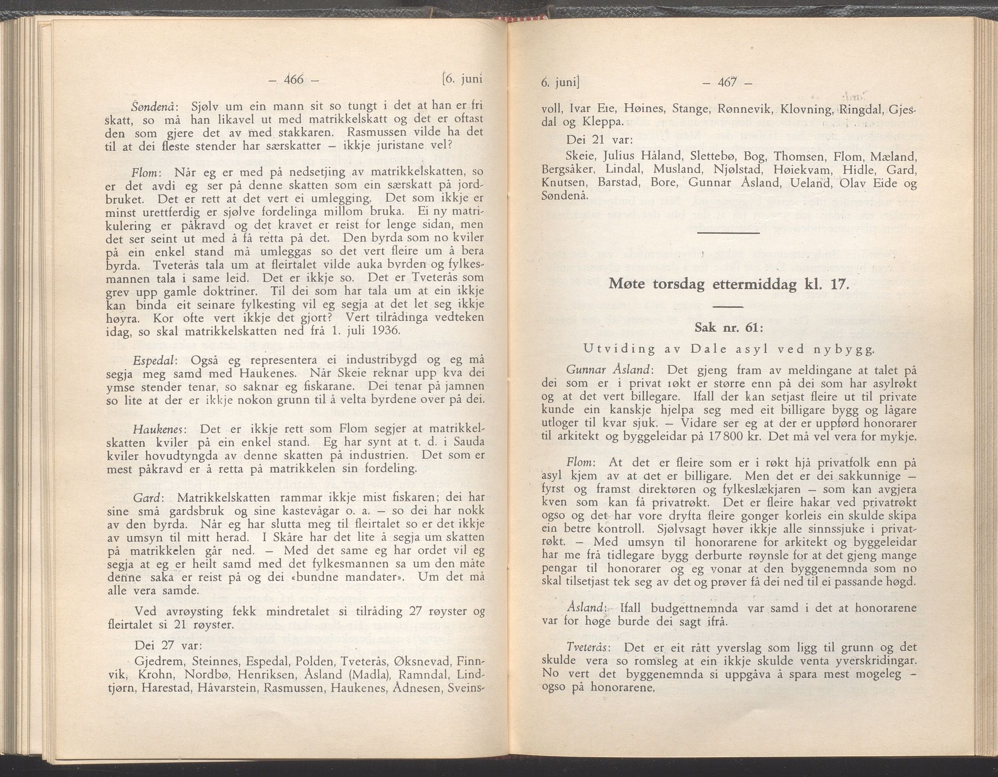 Rogaland fylkeskommune - Fylkesrådmannen , IKAR/A-900/A/Aa/Aaa/L0054: Møtebok , 1935, p. 466-467