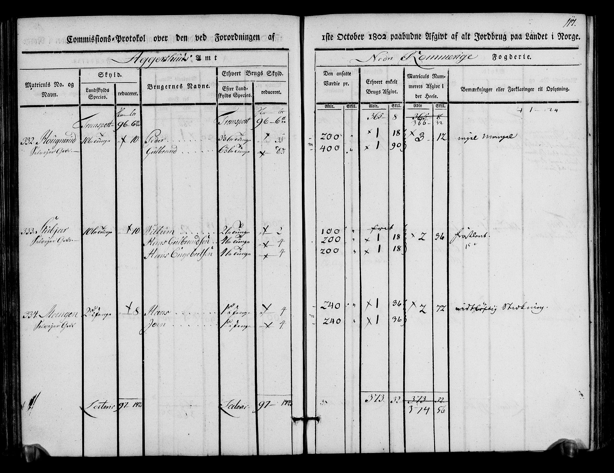 Rentekammeret inntil 1814, Realistisk ordnet avdeling, AV/RA-EA-4070/N/Ne/Nea/L0017: Nedre Romerike fogderi. Kommisjonsprotokoll, 1803, p. 119