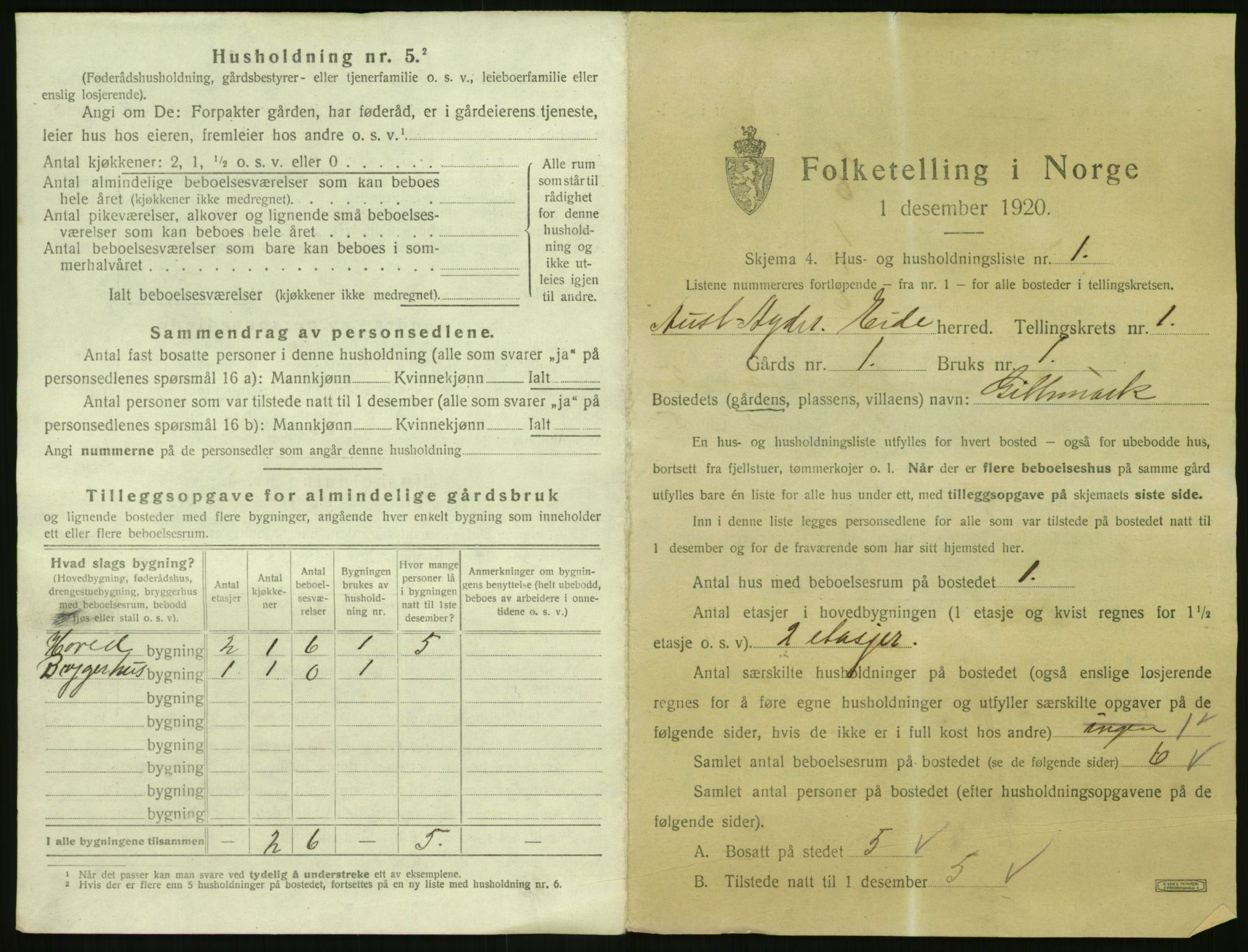 SAK, 1920 census for Eide, 1920, p. 28