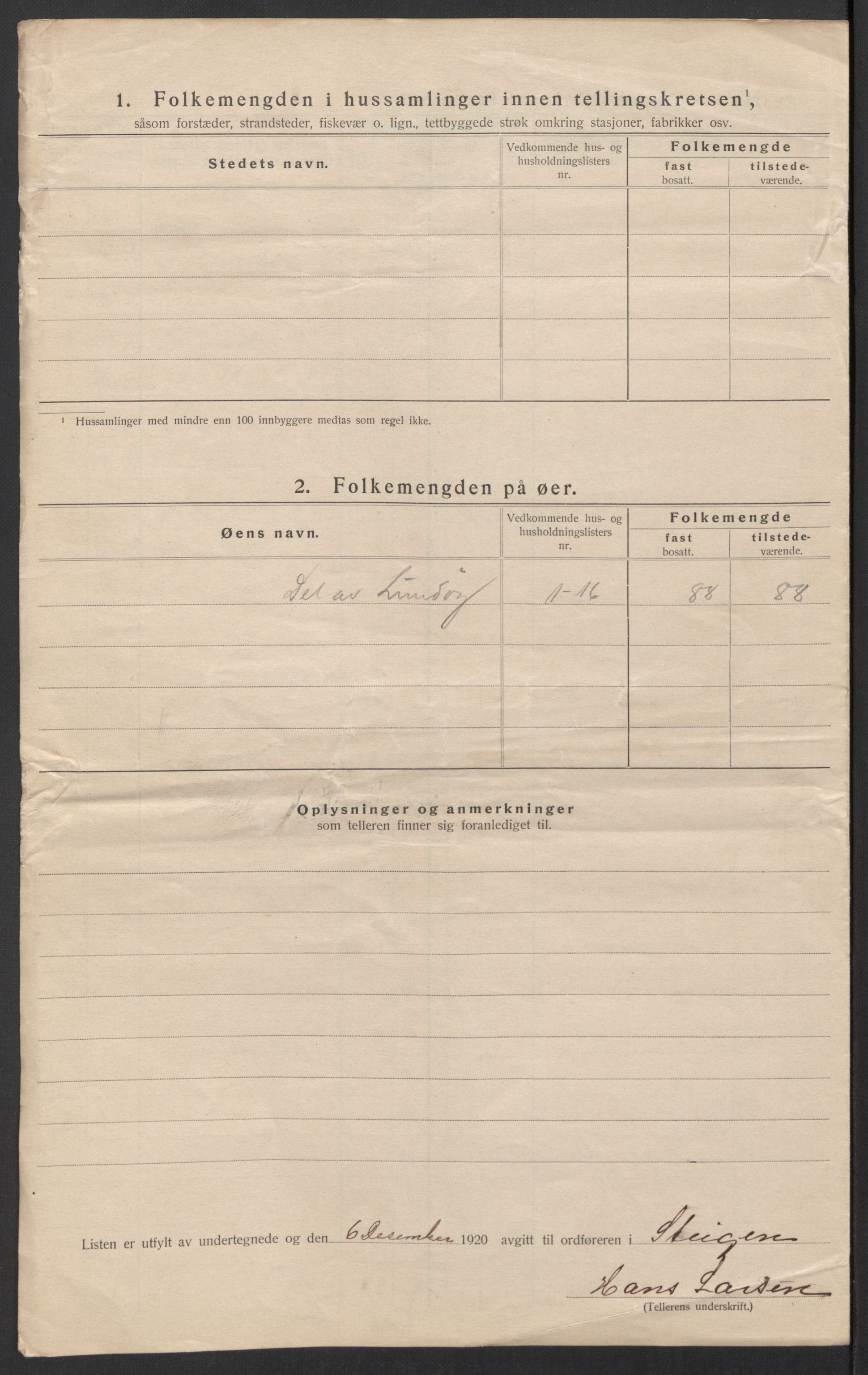 SAT, 1920 census for Steigen, 1920, p. 42