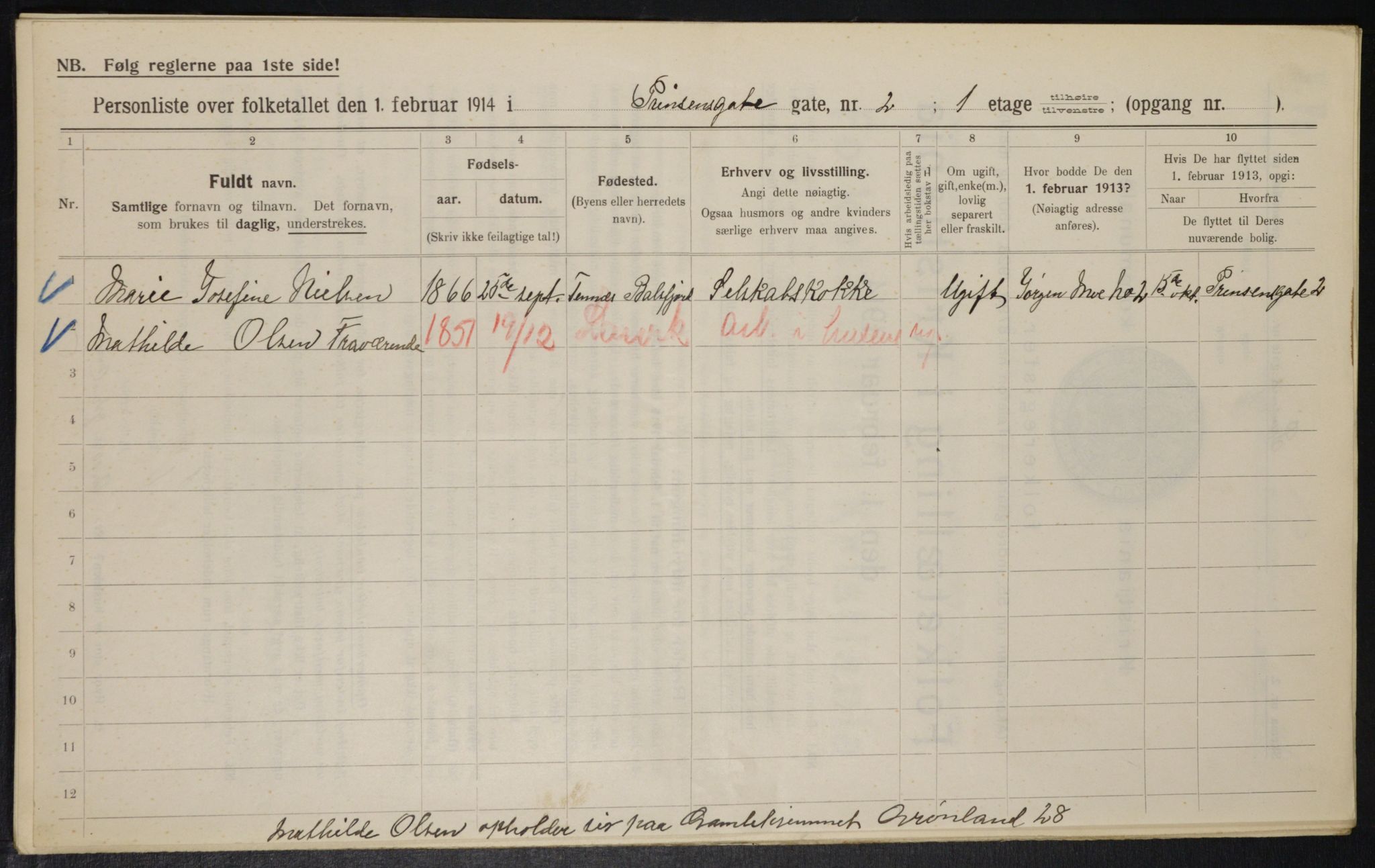 OBA, Municipal Census 1914 for Kristiania, 1914, p. 81252