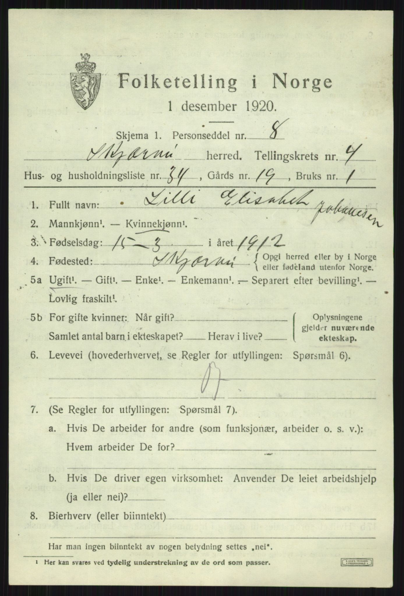 SATØ, 1920 census for Skjervøy, 1920, p. 2899