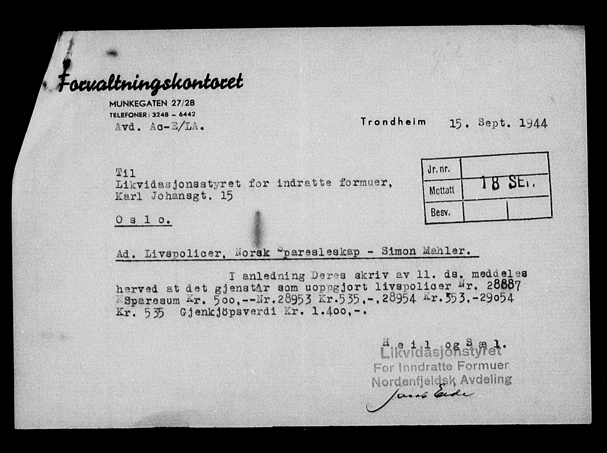 Justisdepartementet, Tilbakeføringskontoret for inndratte formuer, AV/RA-S-1564/H/Hc/Hca/L0903: --, 1945-1947, p. 489