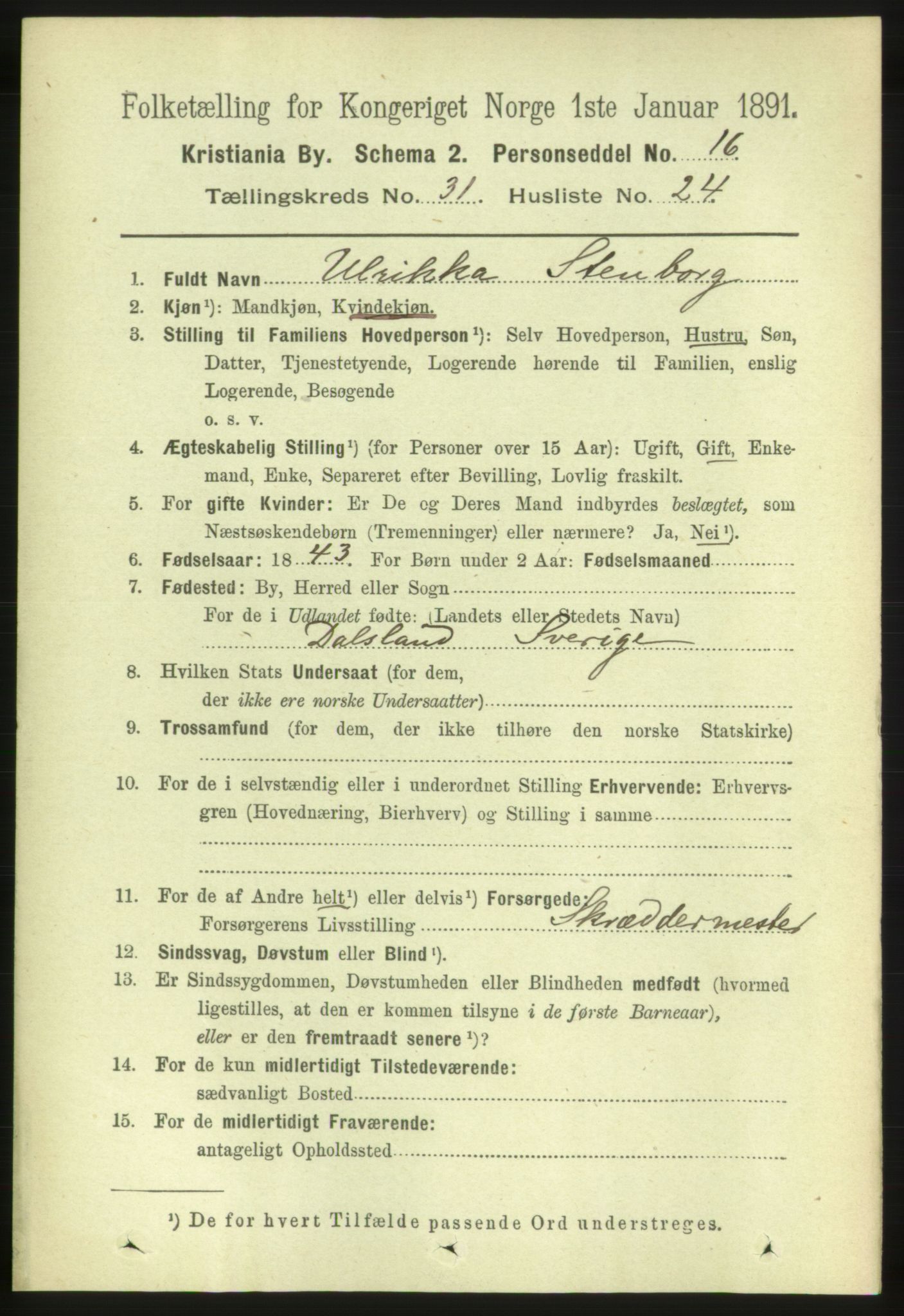 RA, 1891 census for 0301 Kristiania, 1891, p. 16677