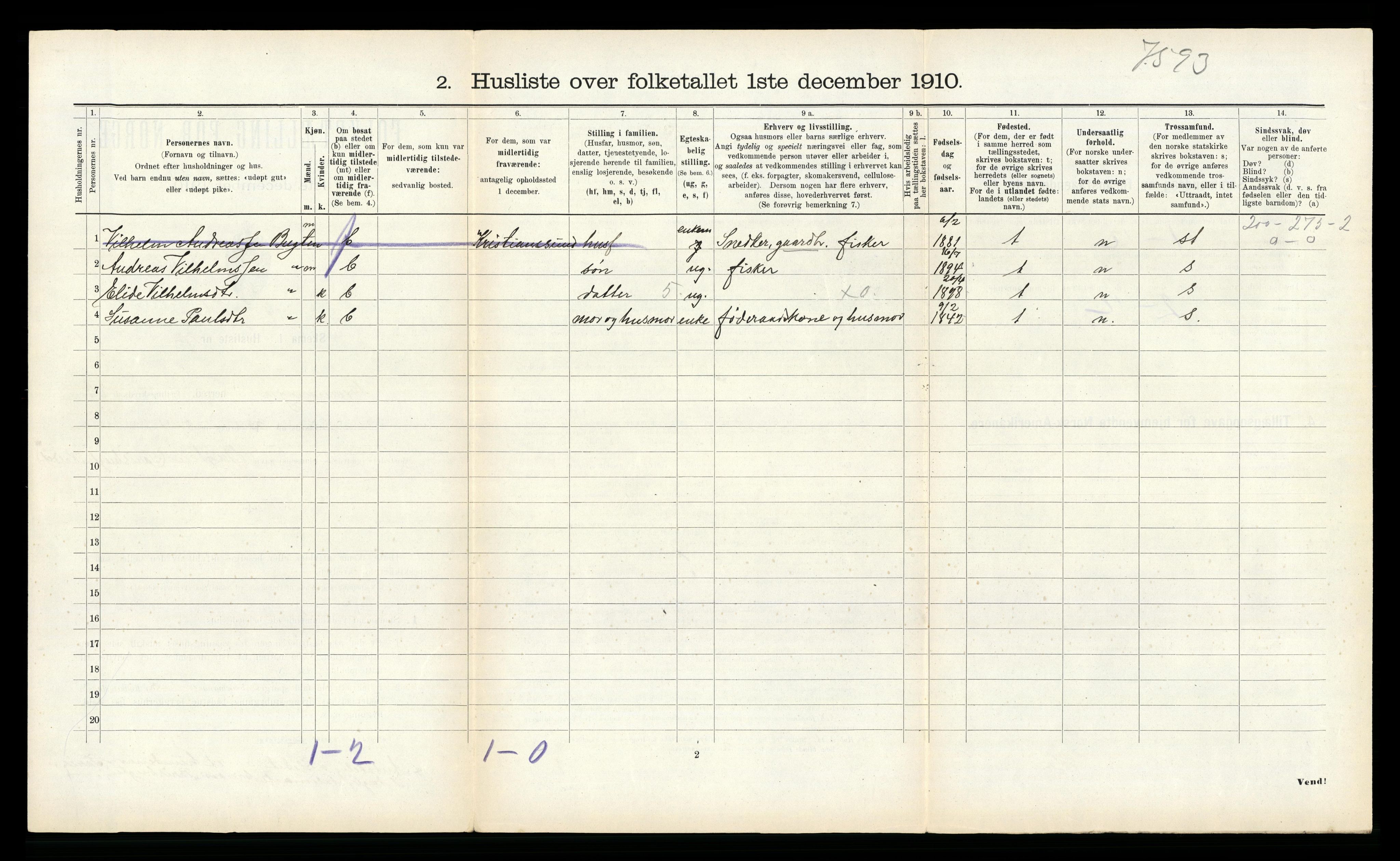 RA, 1910 census for Bremanger, 1910, p. 606